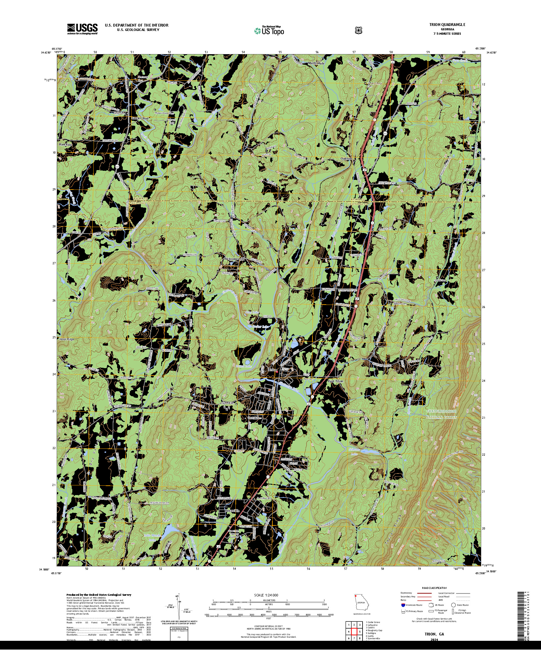 US TOPO 7.5-MINUTE MAP FOR TRION, GA