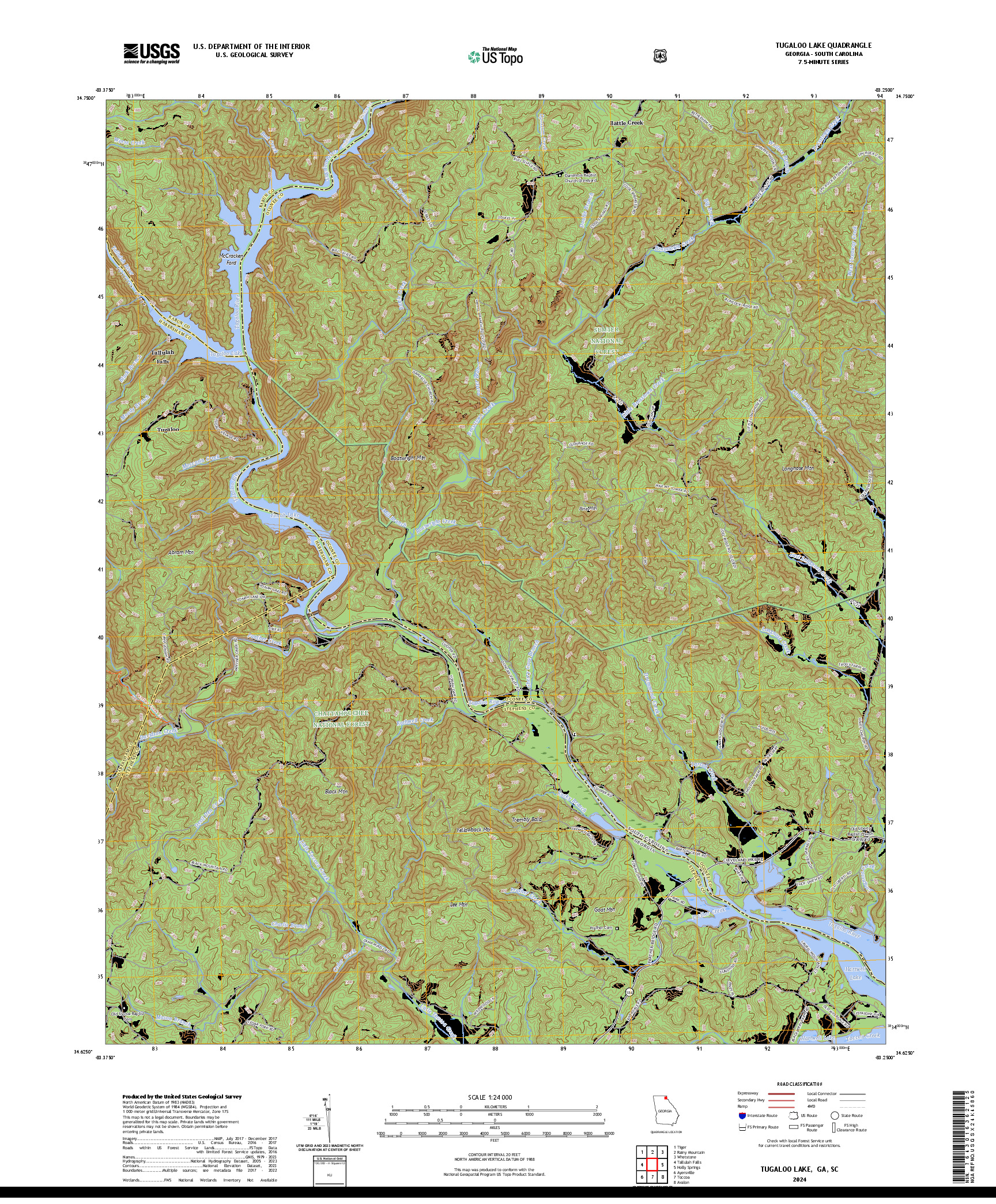 US TOPO 7.5-MINUTE MAP FOR TUGALOO LAKE, GA,SC