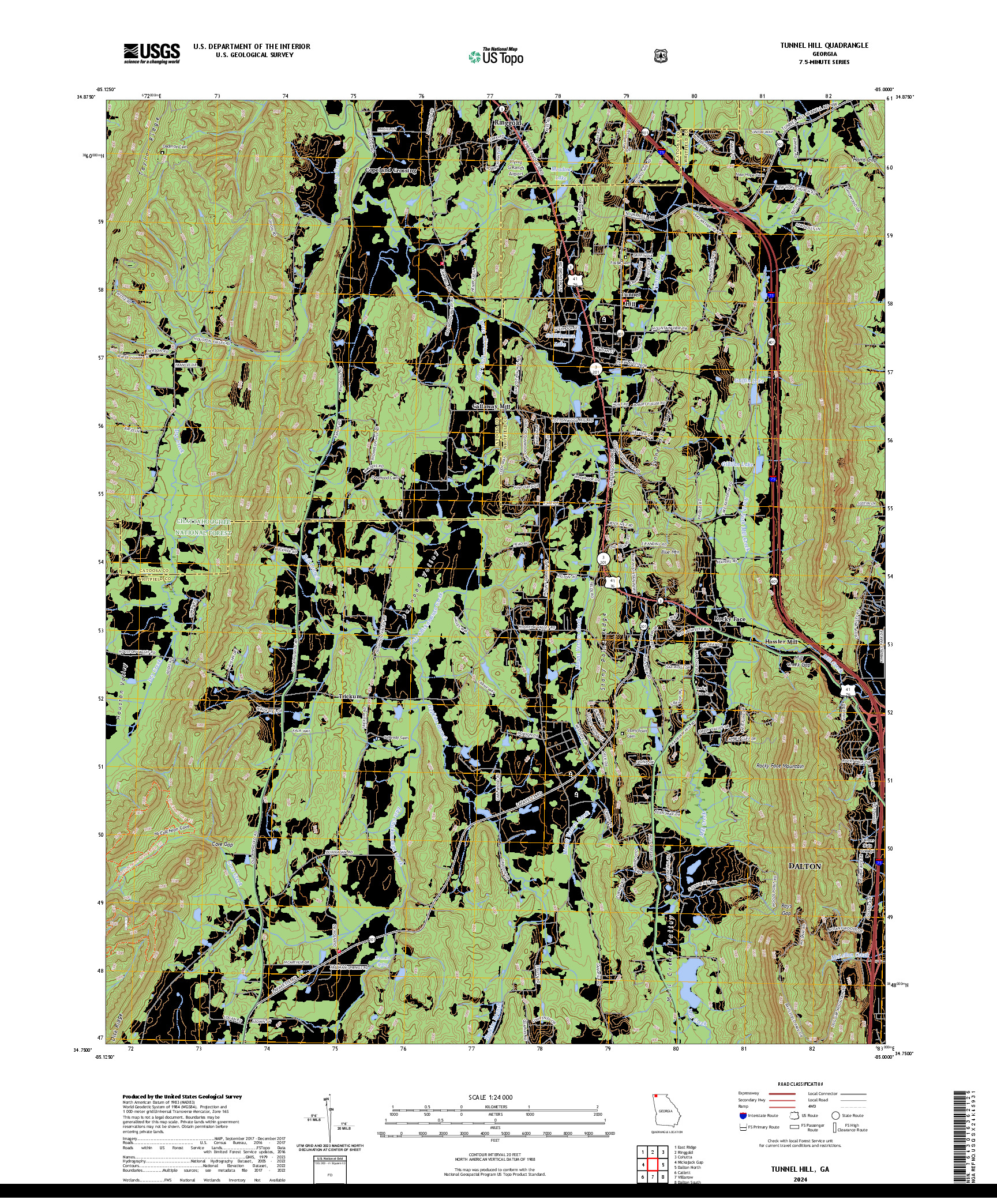 US TOPO 7.5-MINUTE MAP FOR TUNNEL HILL, GA