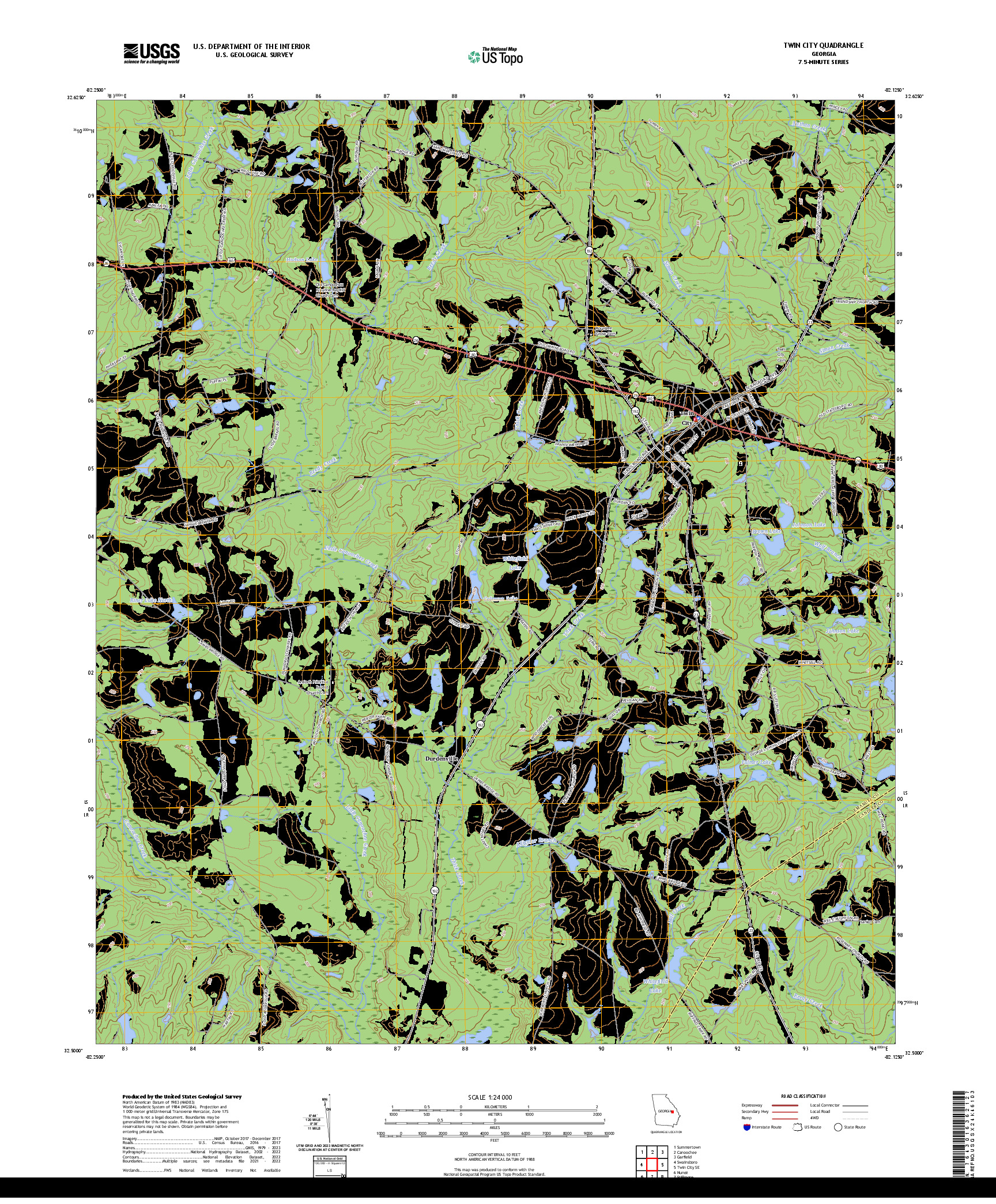 US TOPO 7.5-MINUTE MAP FOR TWIN CITY, GA