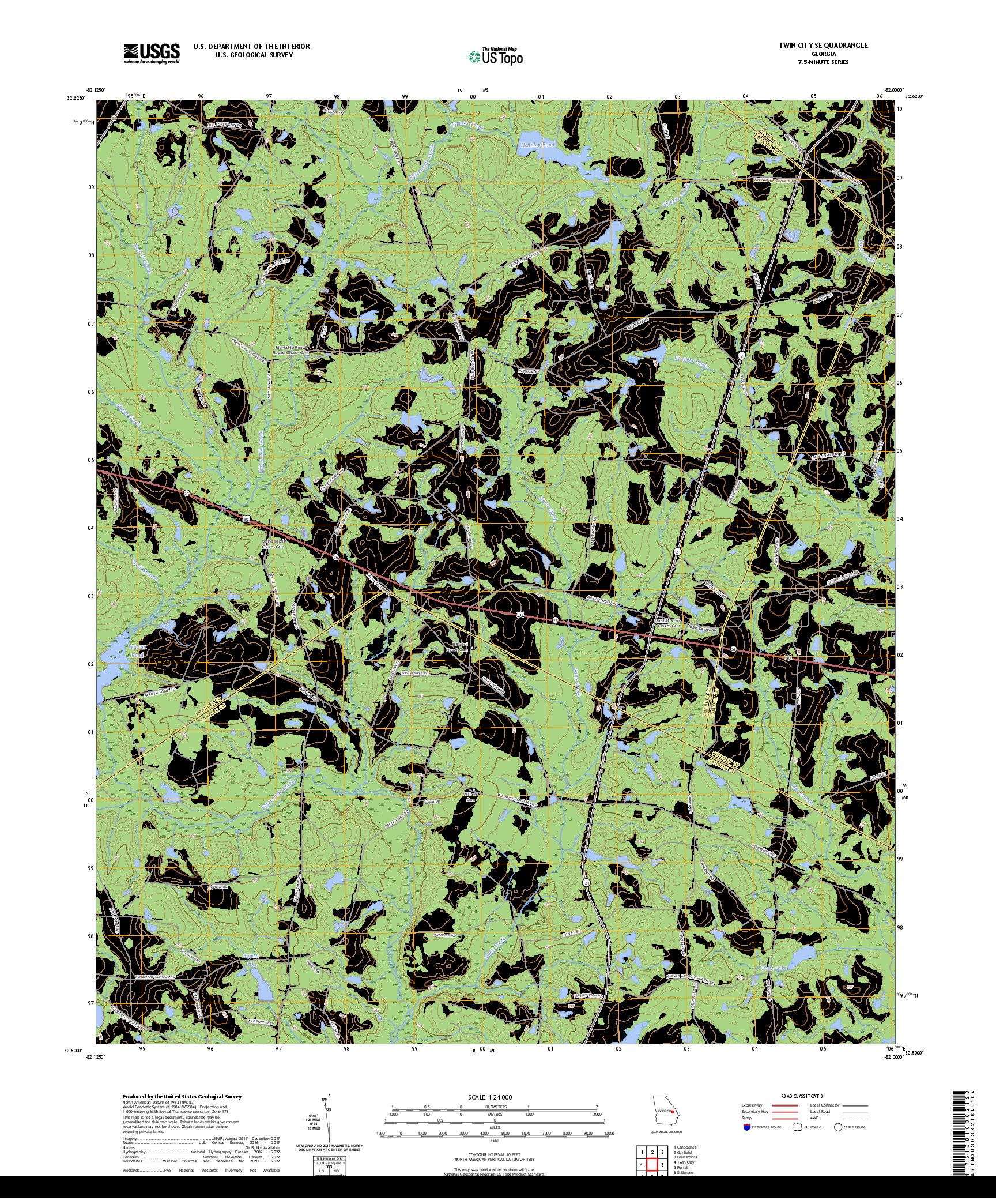 US TOPO 7.5-MINUTE MAP FOR TWIN CITY SE, GA