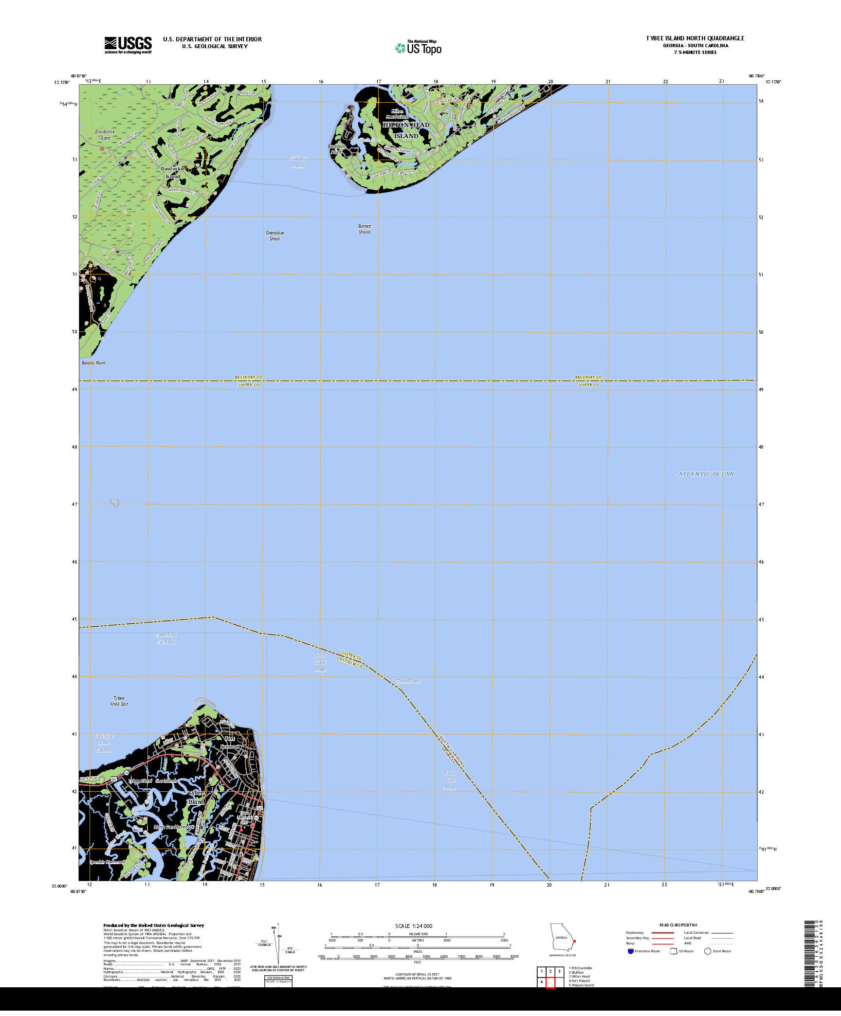 US TOPO 7.5-MINUTE MAP FOR TYBEE ISLAND NORTH, GA,SC