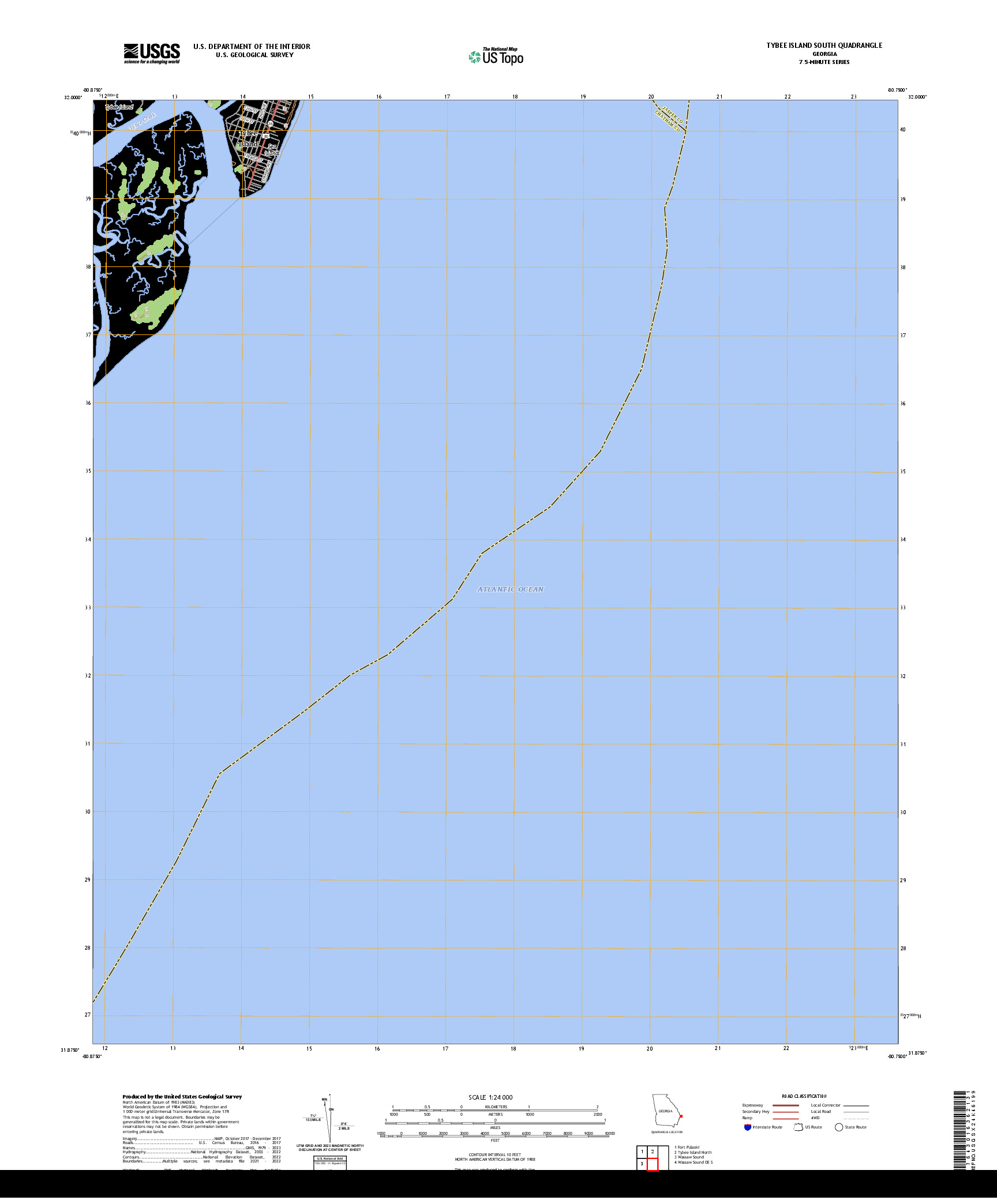 US TOPO 7.5-MINUTE MAP FOR TYBEE ISLAND SOUTH, GA
