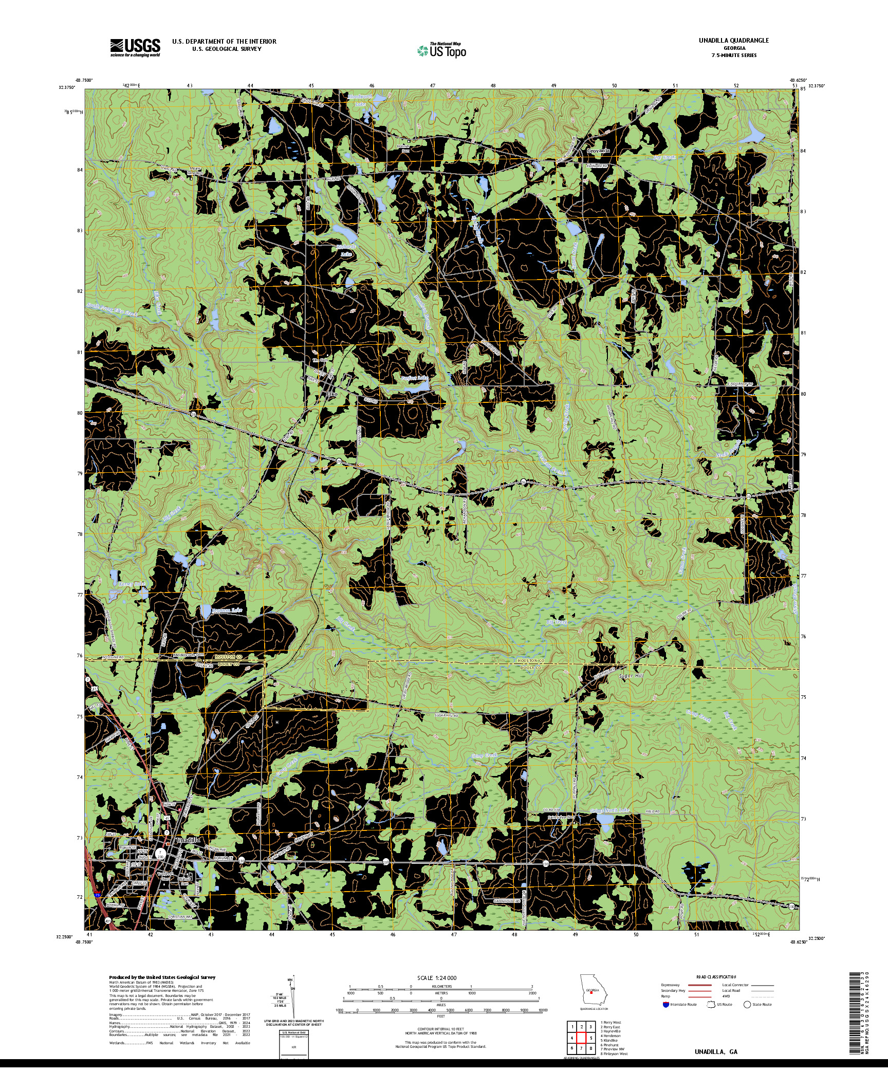 US TOPO 7.5-MINUTE MAP FOR UNADILLA, GA