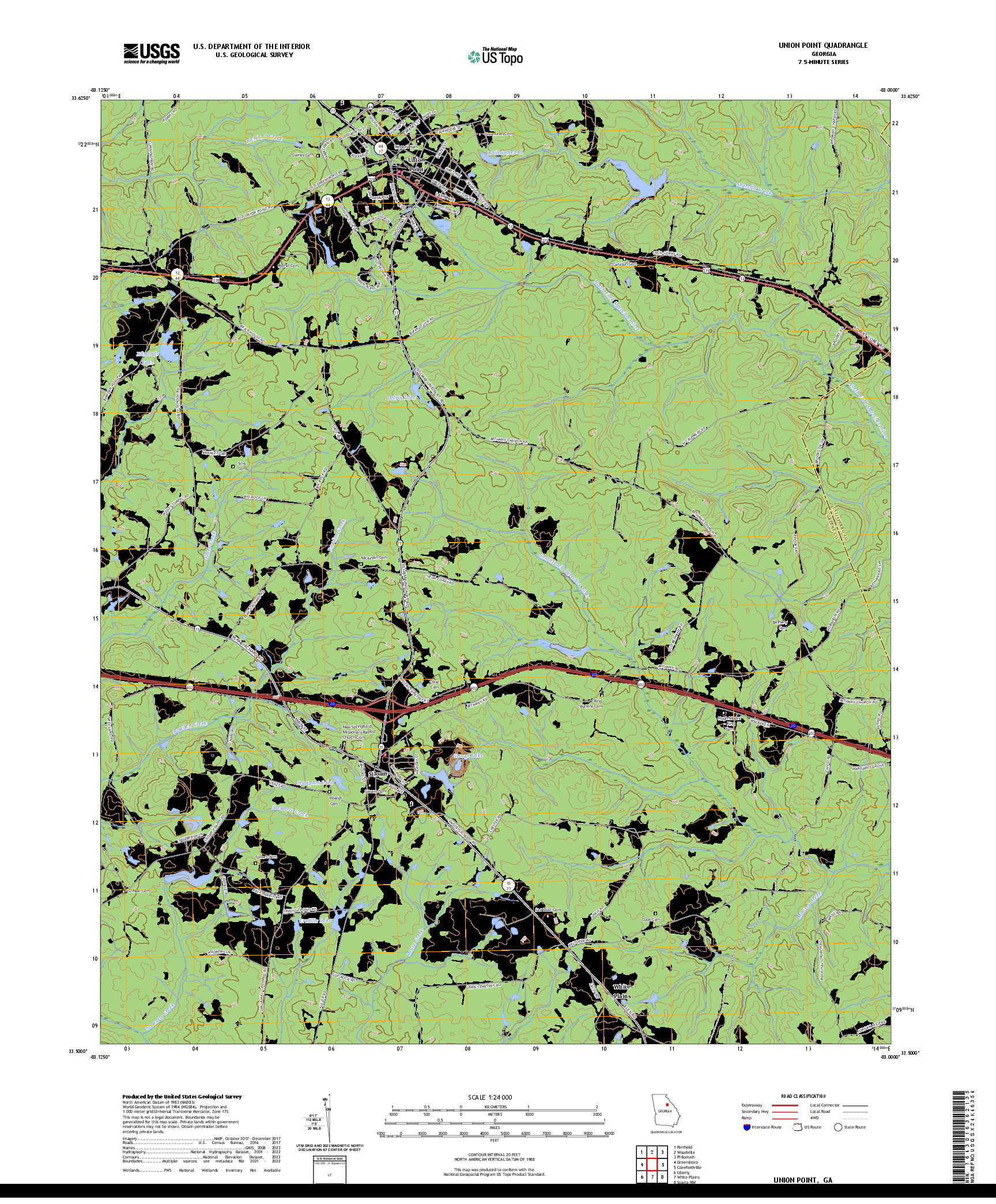 US TOPO 7.5-MINUTE MAP FOR UNION POINT, GA