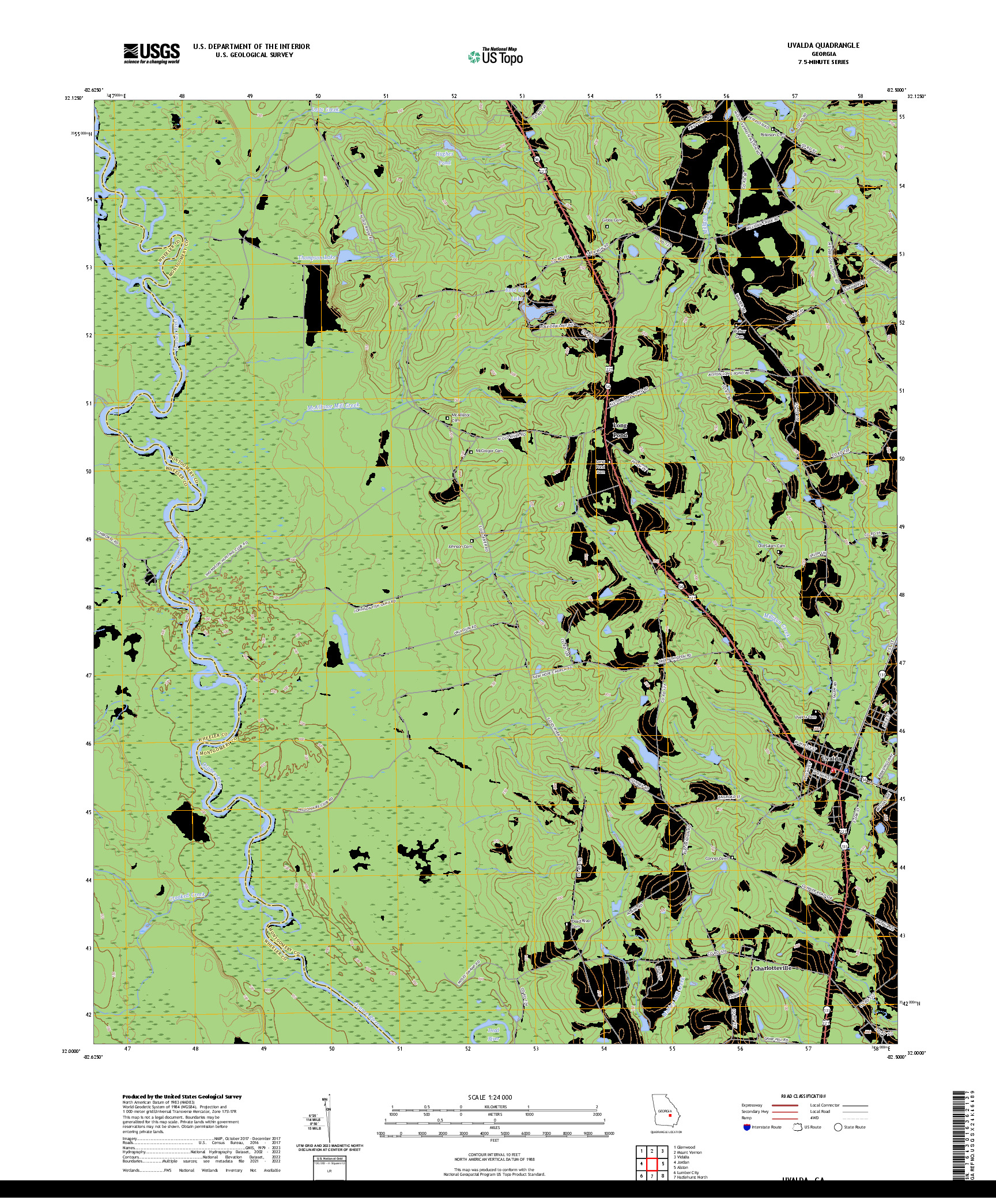 US TOPO 7.5-MINUTE MAP FOR UVALDA, GA