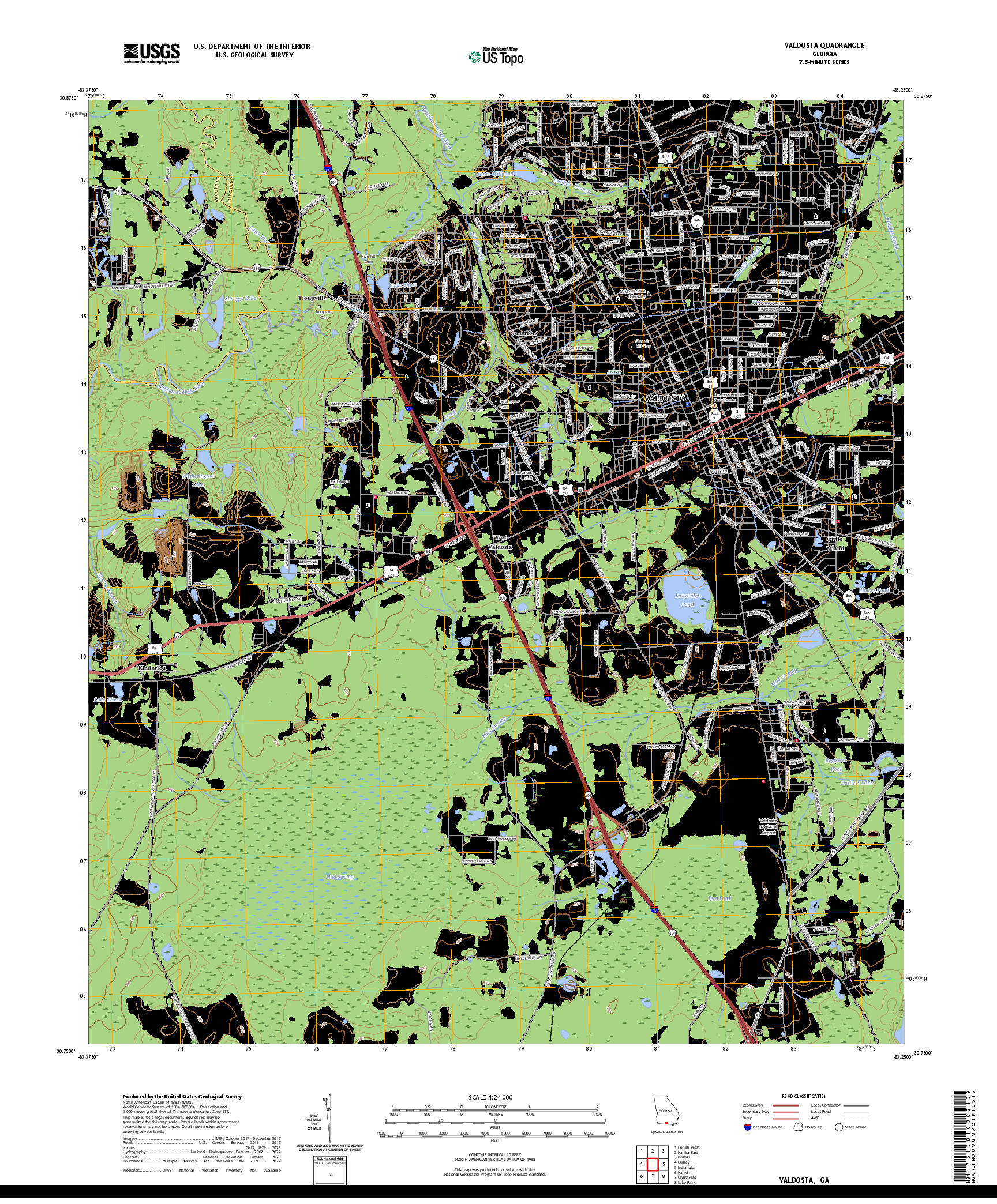 US TOPO 7.5-MINUTE MAP FOR VALDOSTA, GA