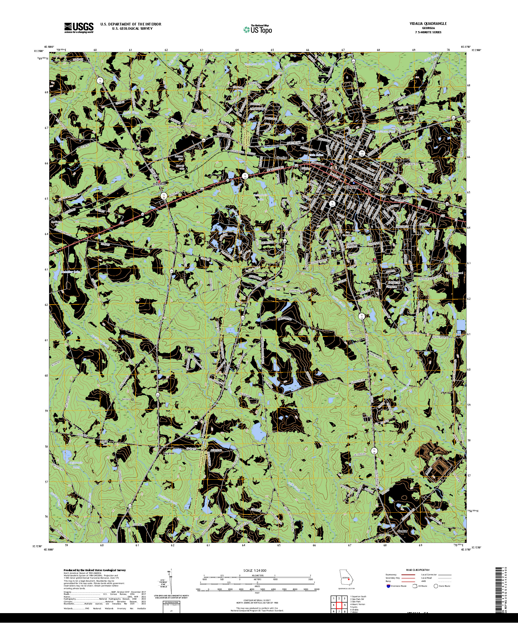 US TOPO 7.5-MINUTE MAP FOR VIDALIA, GA
