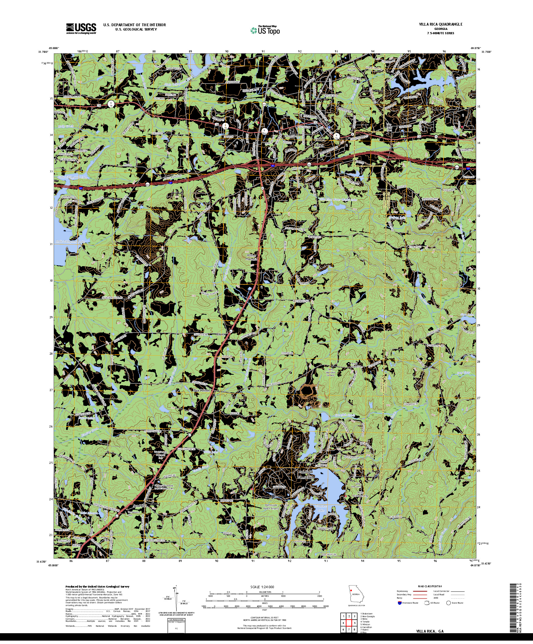 US TOPO 7.5-MINUTE MAP FOR VILLA RICA, GA