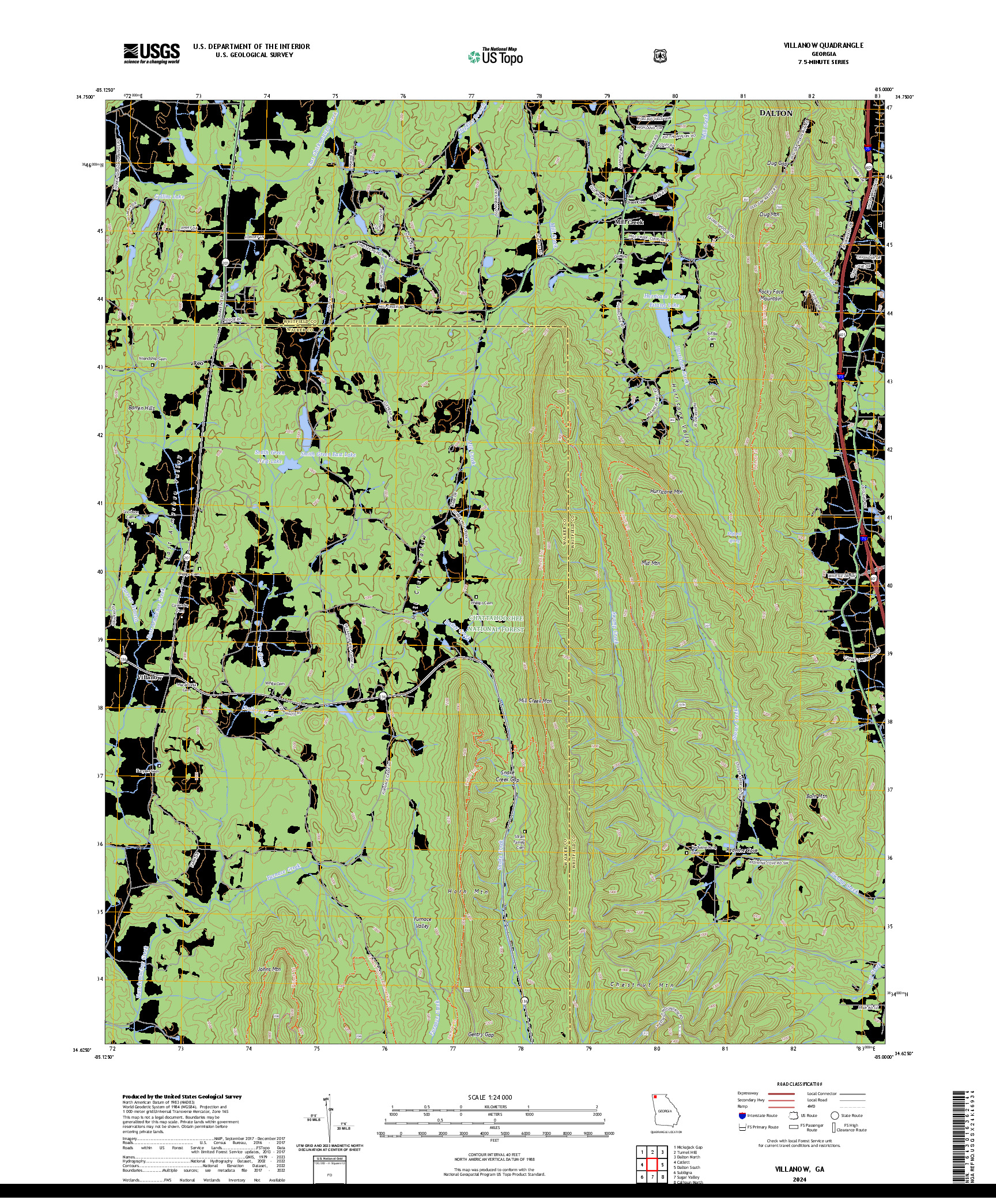 US TOPO 7.5-MINUTE MAP FOR VILLANOW, GA