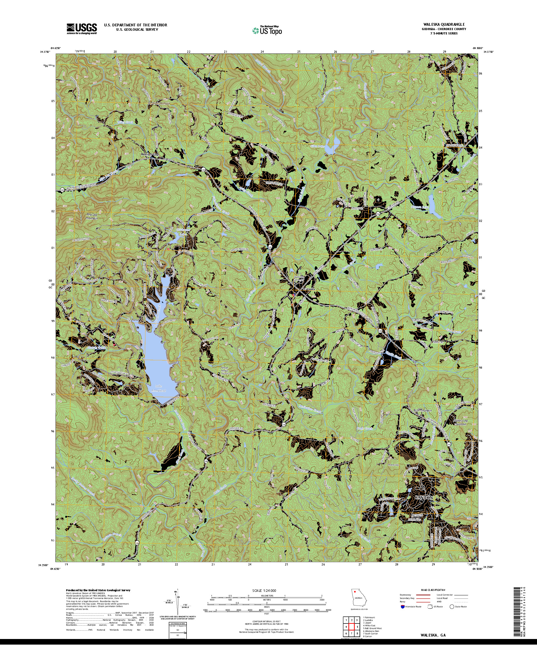 US TOPO 7.5-MINUTE MAP FOR WALESKA, GA