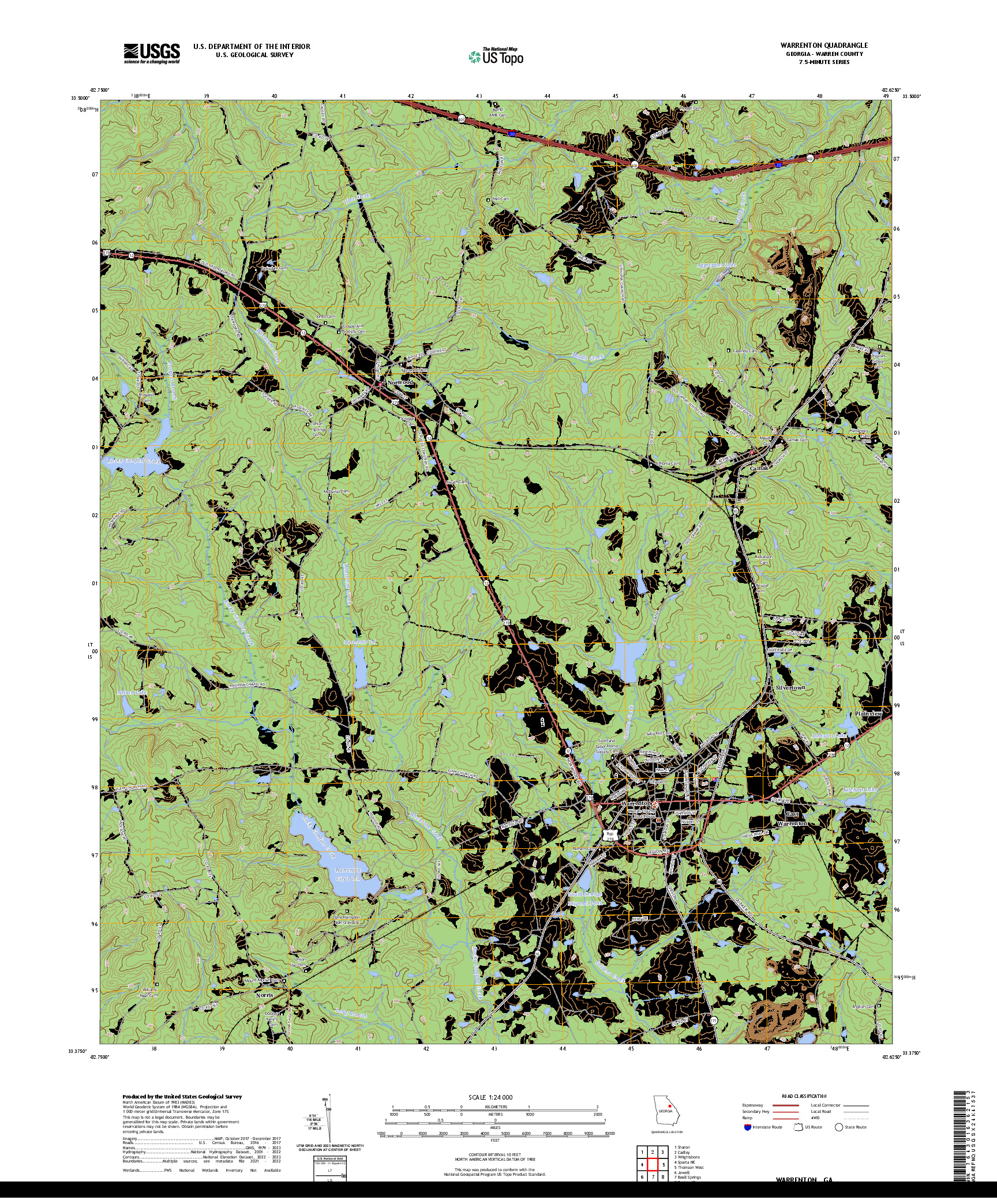 US TOPO 7.5-MINUTE MAP FOR WARRENTON, GA