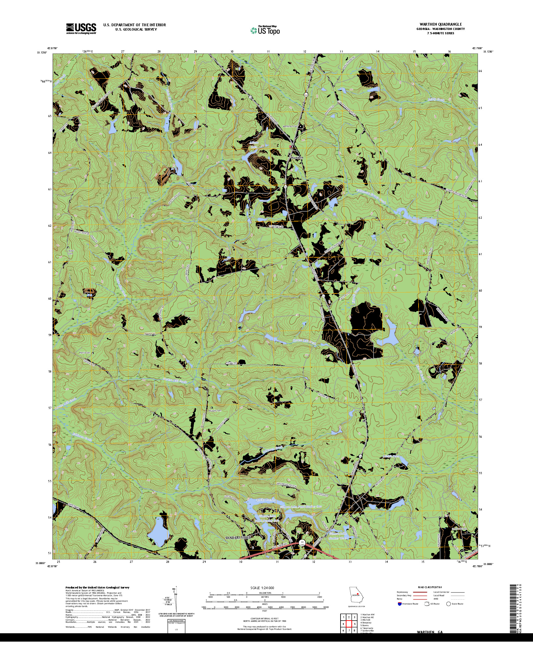 US TOPO 7.5-MINUTE MAP FOR WARTHEN, GA