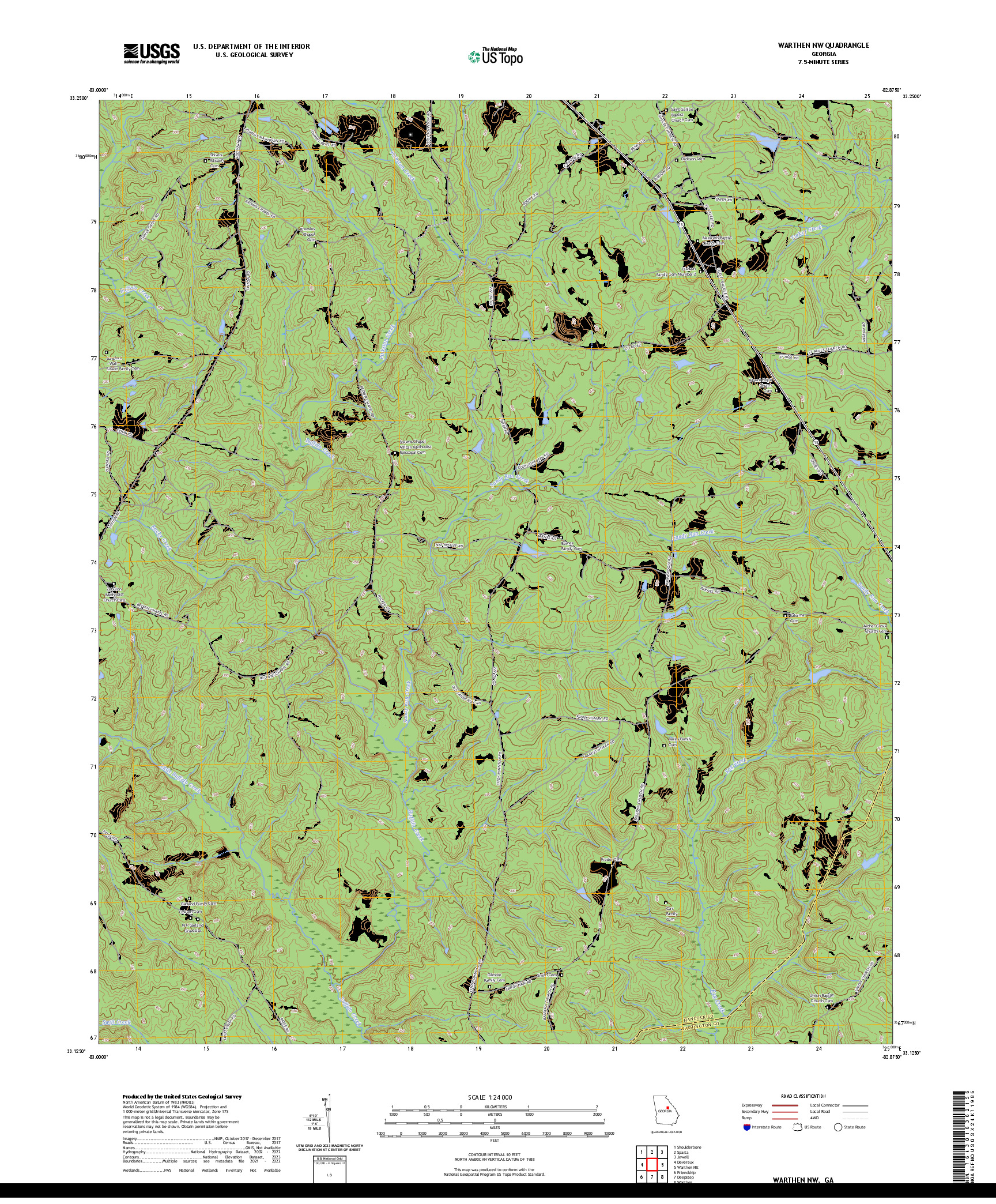 US TOPO 7.5-MINUTE MAP FOR WARTHEN NW, GA
