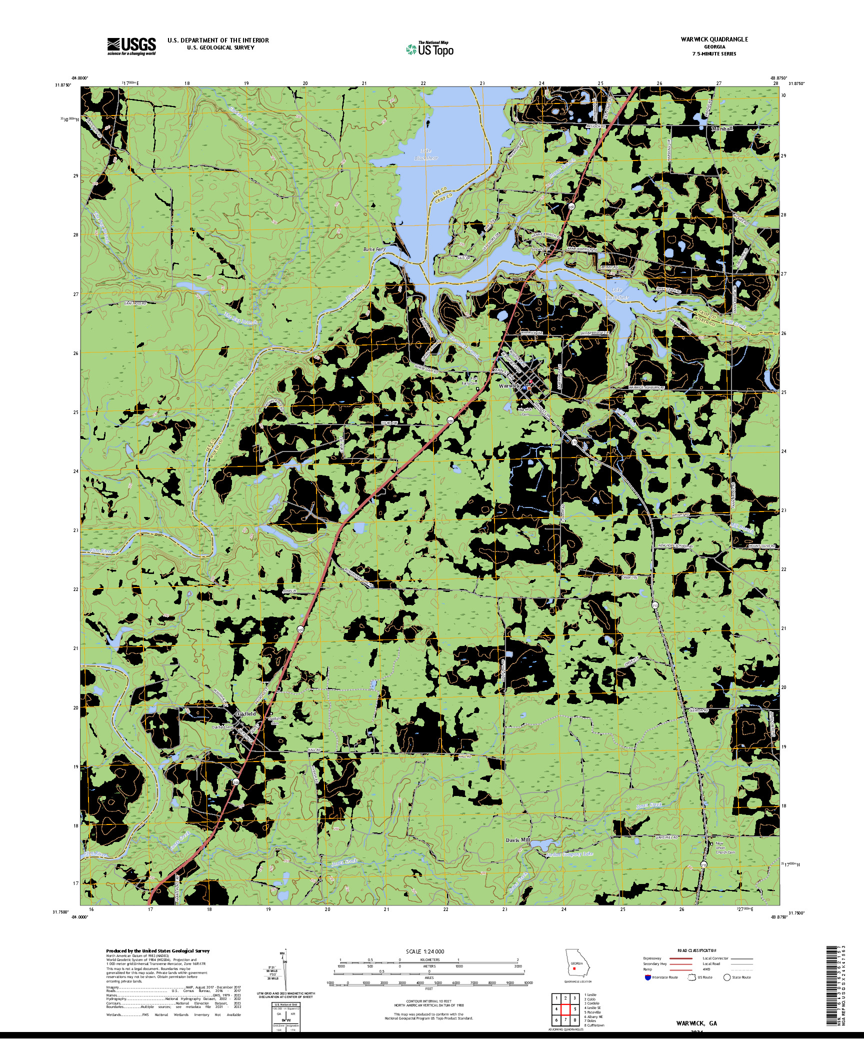 US TOPO 7.5-MINUTE MAP FOR WARWICK, GA