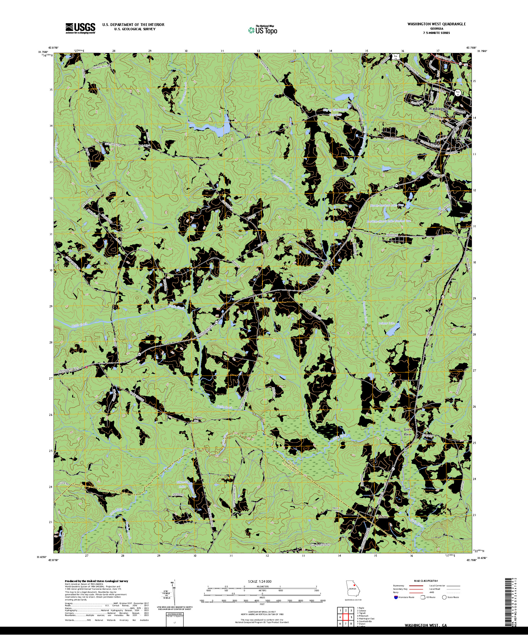 US TOPO 7.5-MINUTE MAP FOR WASHINGTON WEST, GA
