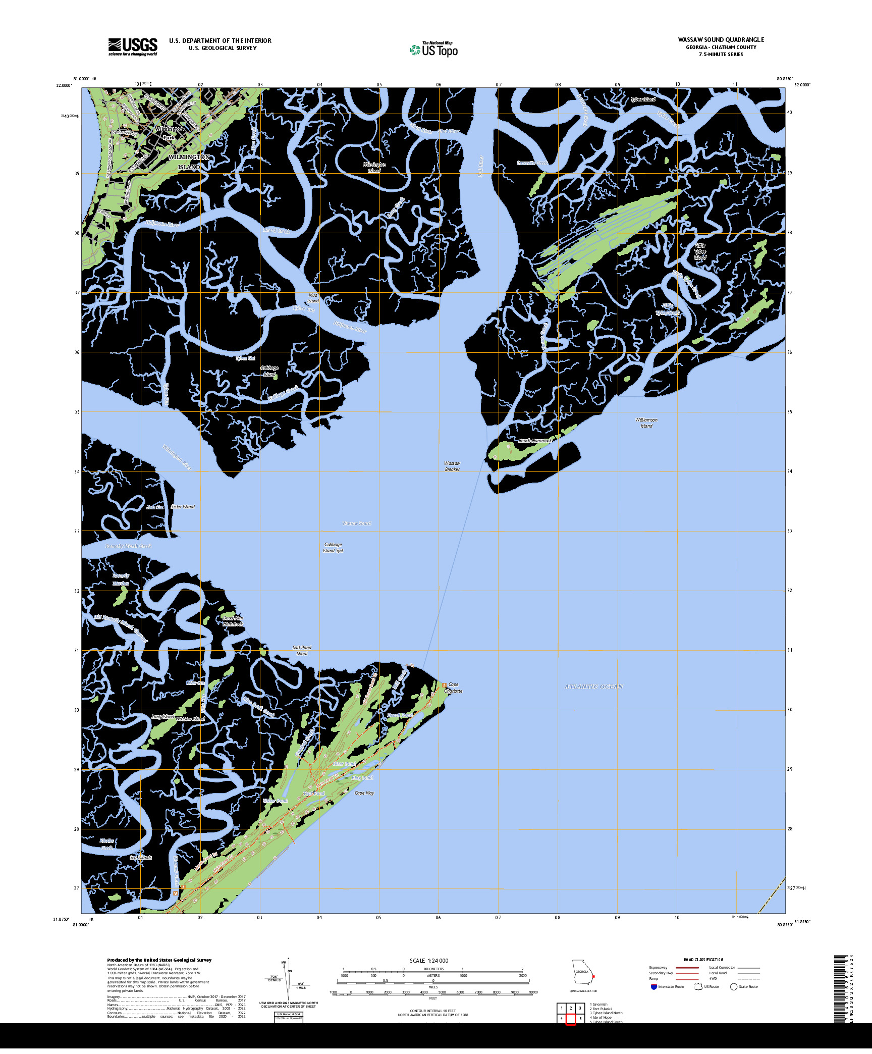 US TOPO 7.5-MINUTE MAP FOR WASSAW SOUND, GA