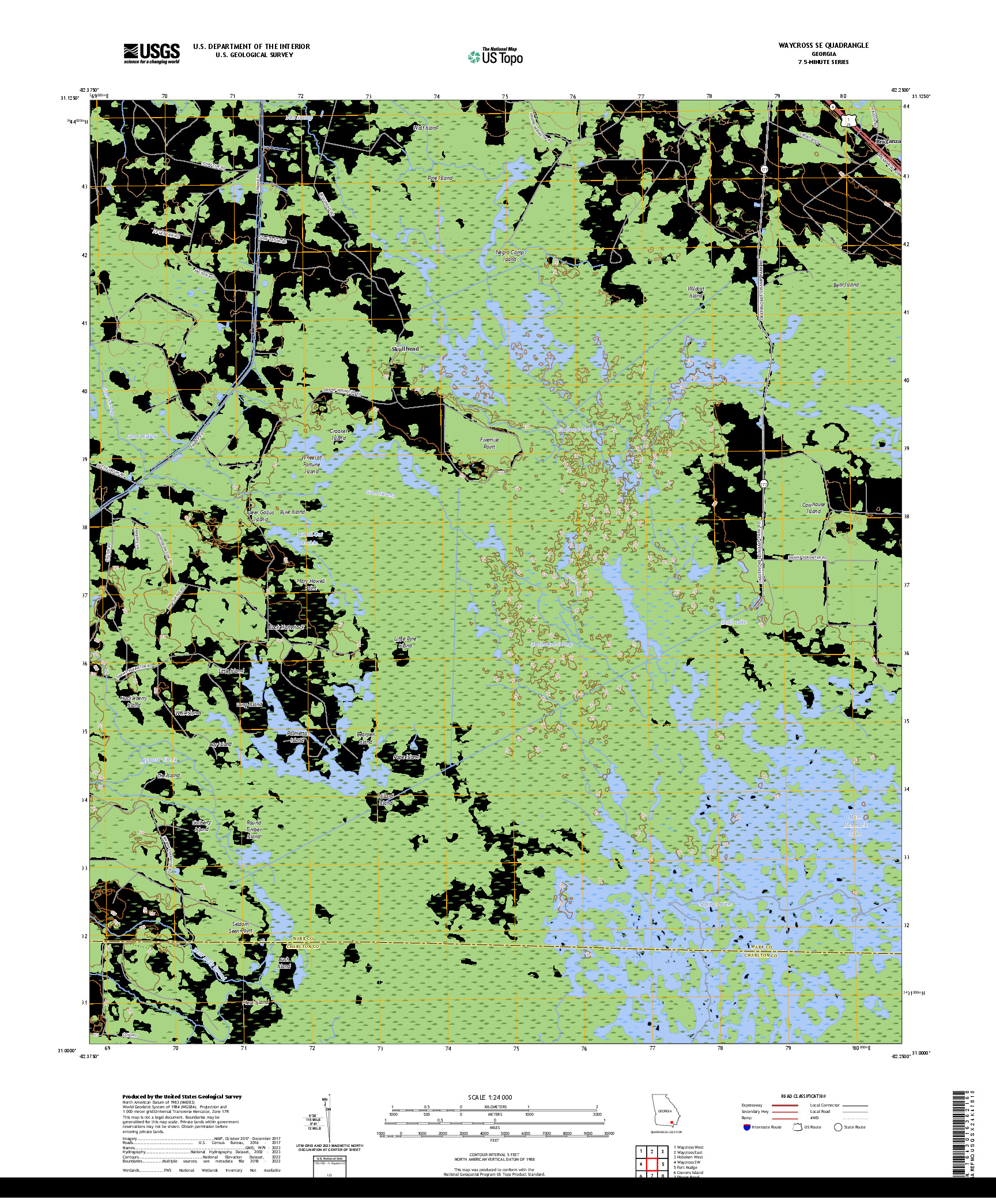 US TOPO 7.5-MINUTE MAP FOR WAYCROSS SE, GA