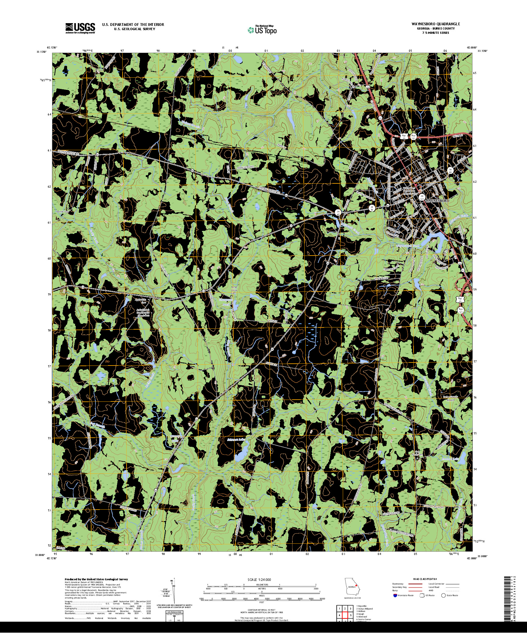 US TOPO 7.5-MINUTE MAP FOR WAYNESBORO, GA