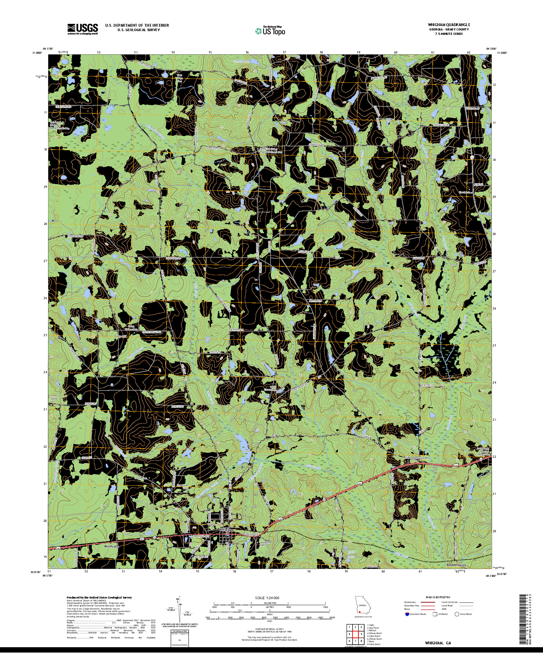US TOPO 7.5-MINUTE MAP FOR WHIGHAM, GA