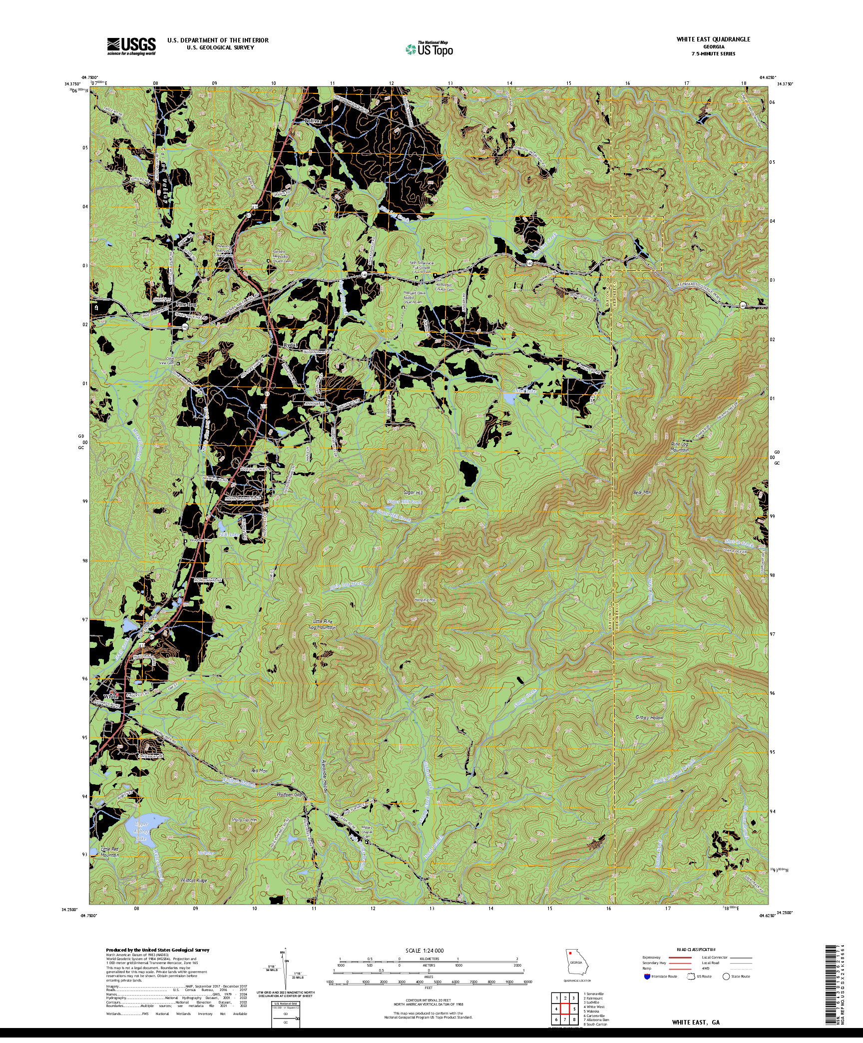 US TOPO 7.5-MINUTE MAP FOR WHITE EAST, GA