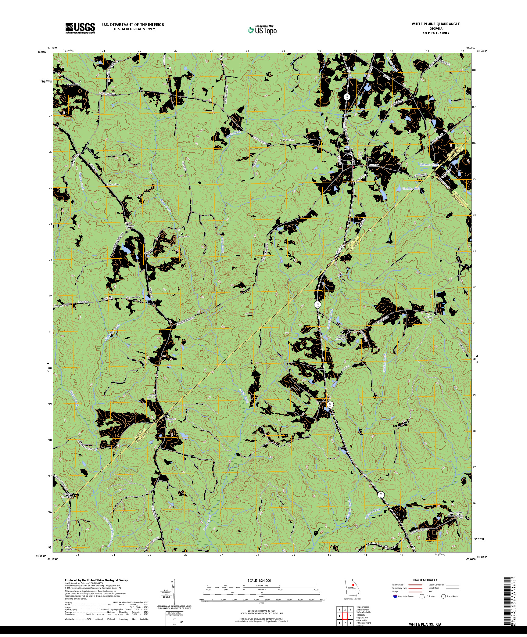 US TOPO 7.5-MINUTE MAP FOR WHITE PLAINS, GA