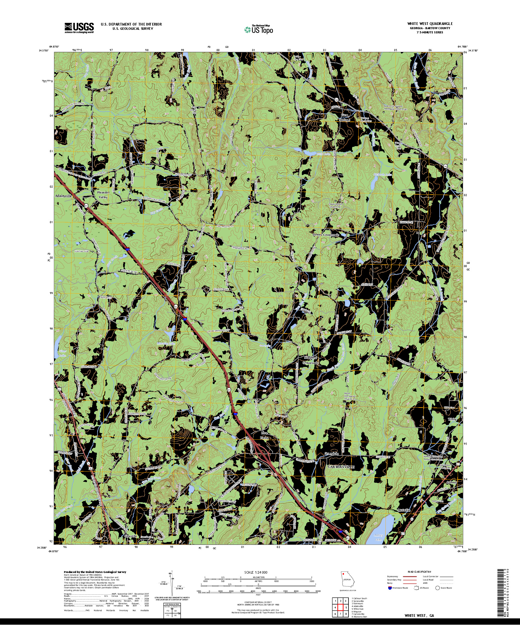 US TOPO 7.5-MINUTE MAP FOR WHITE WEST, GA