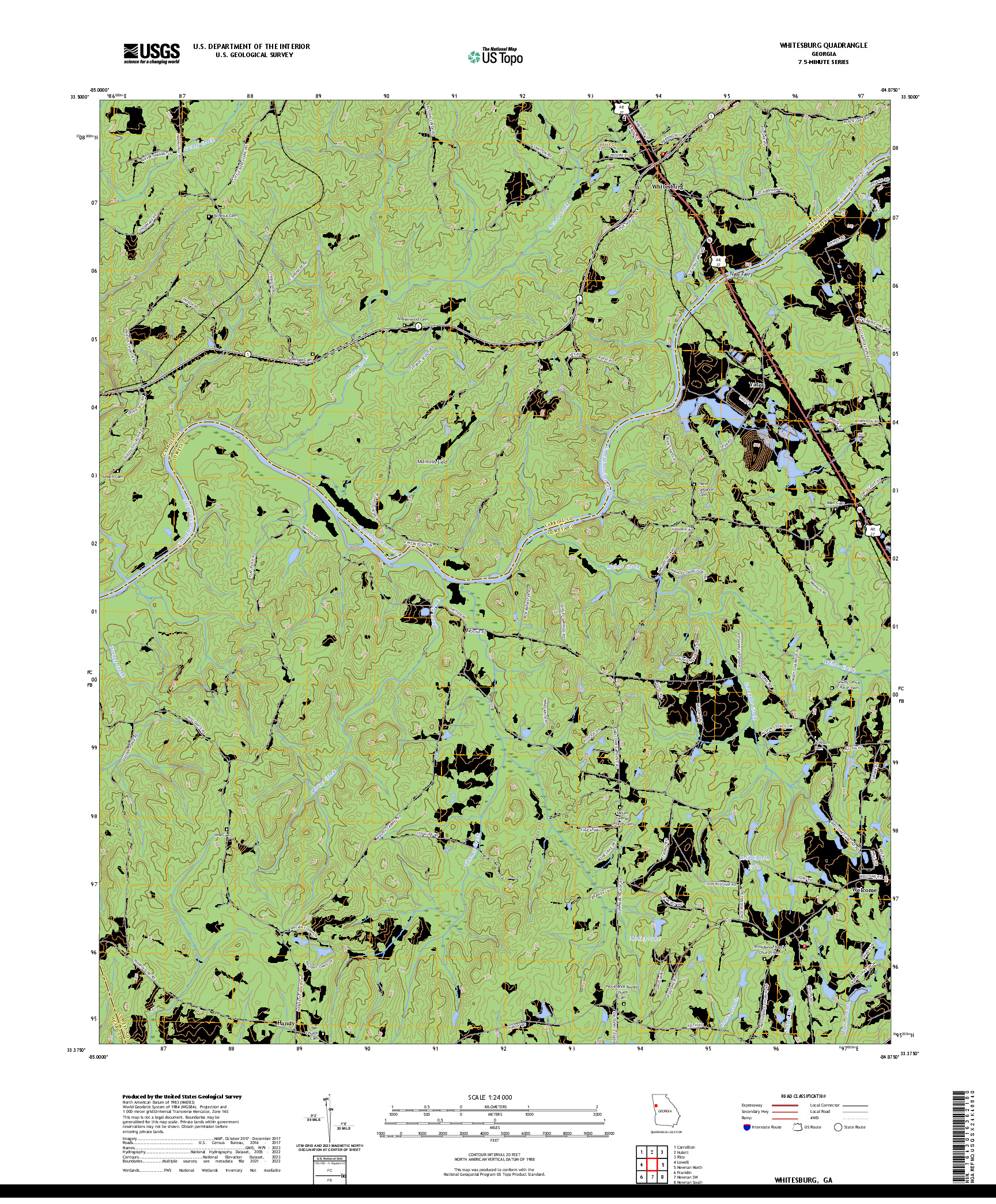 US TOPO 7.5-MINUTE MAP FOR WHITESBURG, GA
