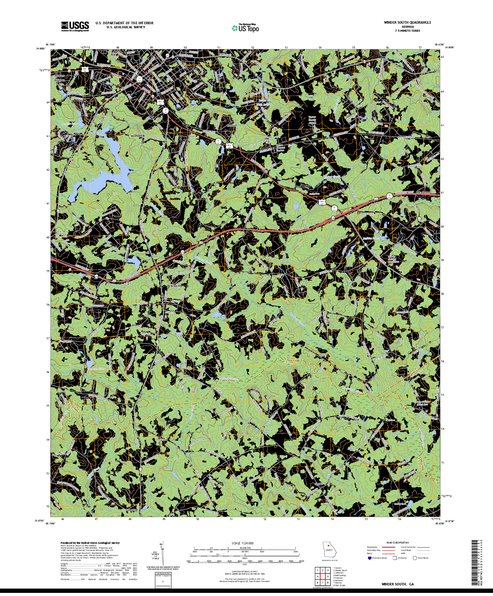 US TOPO 7.5-MINUTE MAP FOR WINDER SOUTH, GA