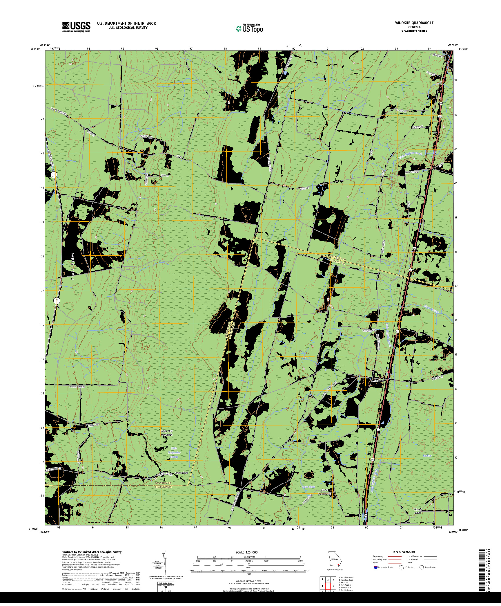 US TOPO 7.5-MINUTE MAP FOR WINOKUR, GA