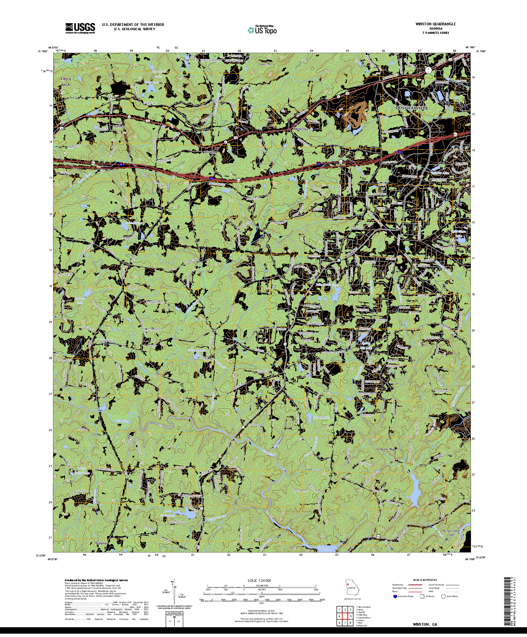 US TOPO 7.5-MINUTE MAP FOR WINSTON, GA