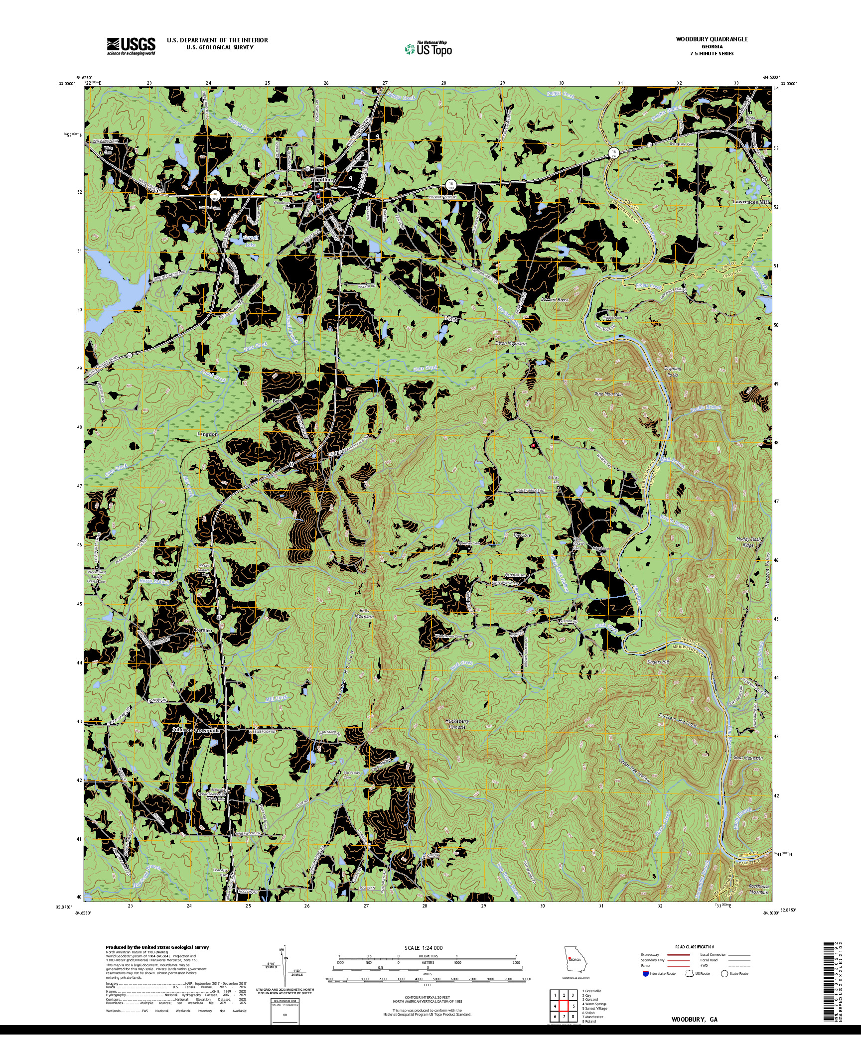 US TOPO 7.5-MINUTE MAP FOR WOODBURY, GA