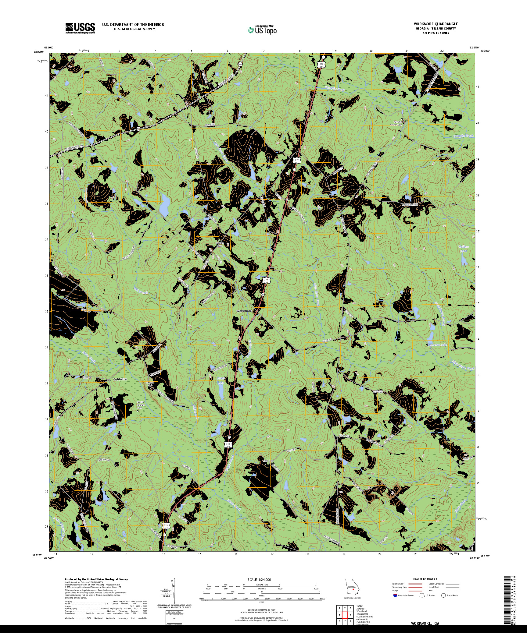 US TOPO 7.5-MINUTE MAP FOR WORKMORE, GA