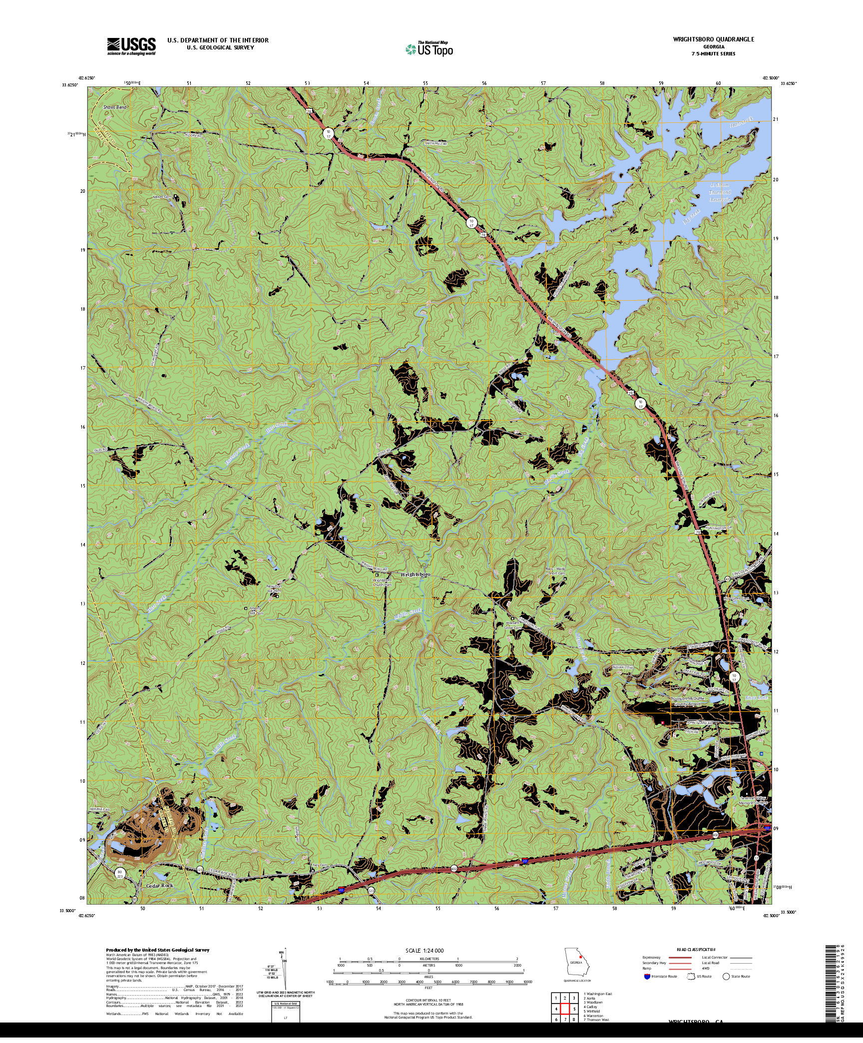 US TOPO 7.5-MINUTE MAP FOR WRIGHTSBORO, GA
