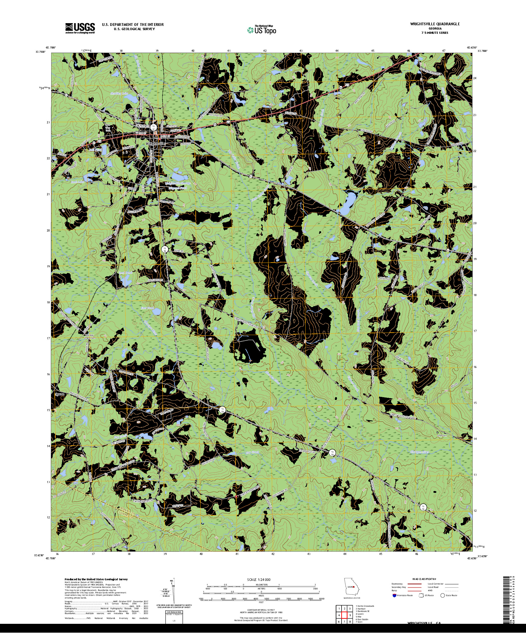 US TOPO 7.5-MINUTE MAP FOR WRIGHTSVILLE, GA