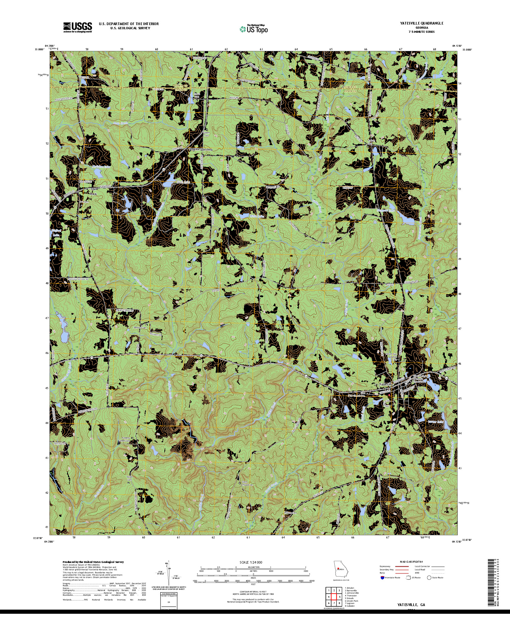 US TOPO 7.5-MINUTE MAP FOR YATESVILLE, GA