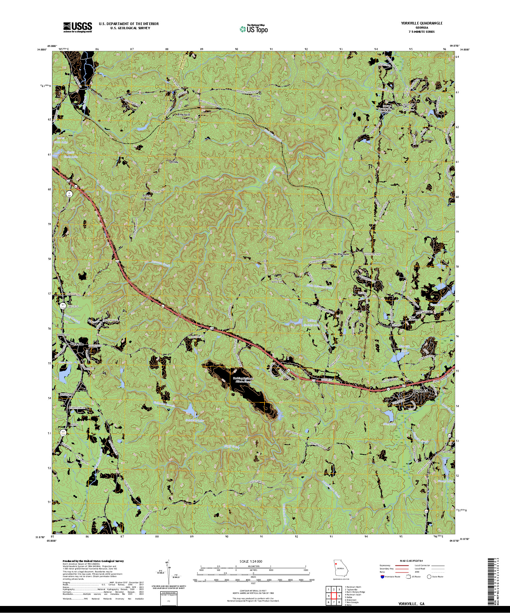 US TOPO 7.5-MINUTE MAP FOR YORKVILLE, GA