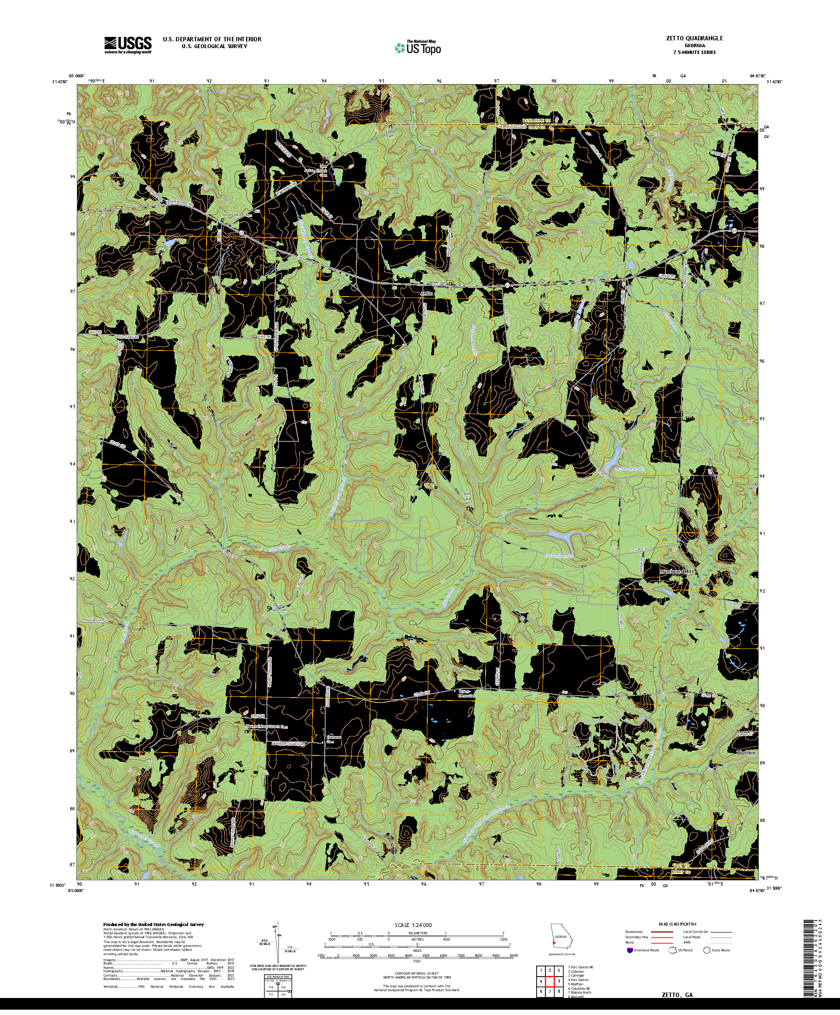 US TOPO 7.5-MINUTE MAP FOR ZETTO, GA