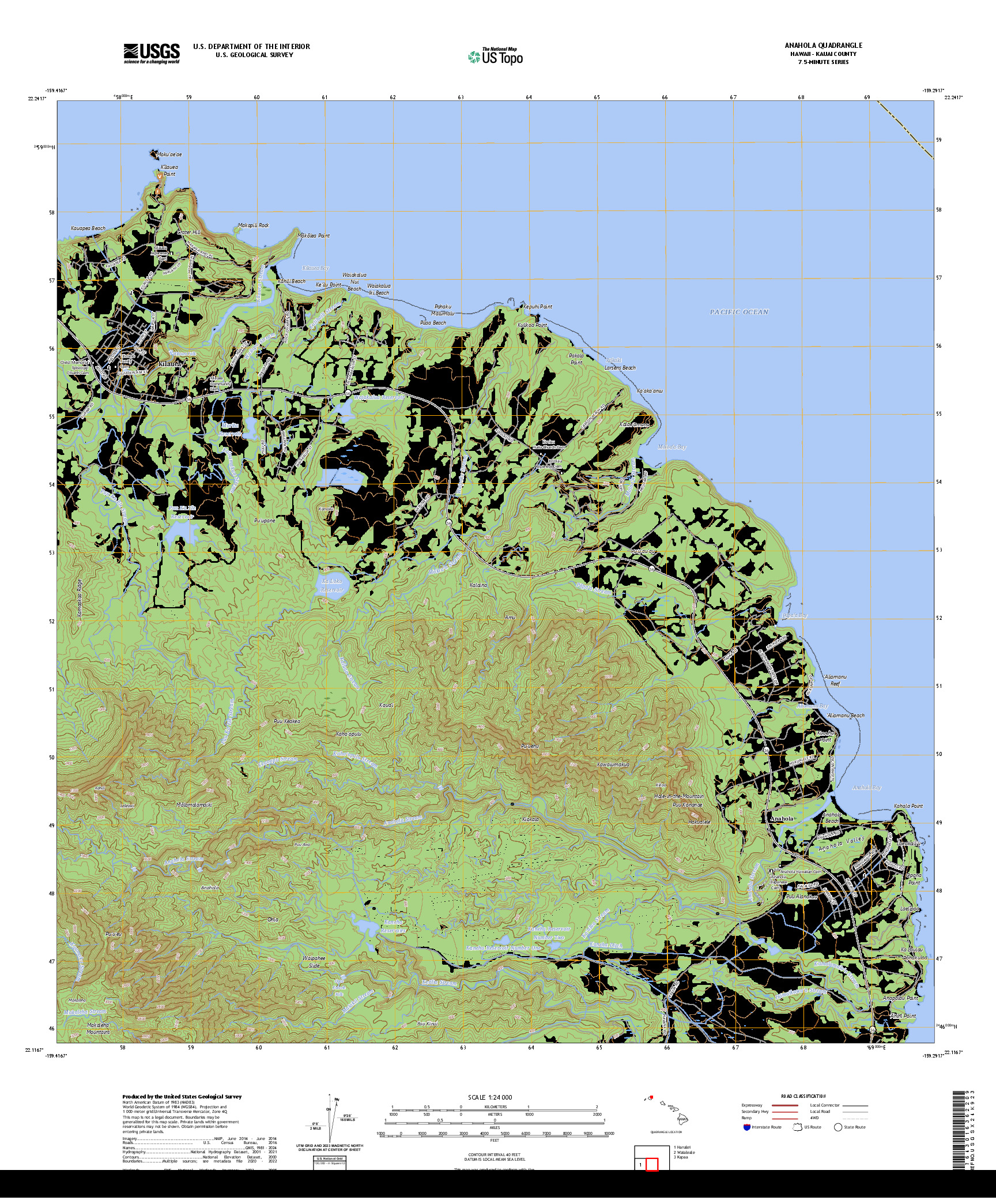 US TOPO 7.5-MINUTE MAP FOR ANAHOLA, HI