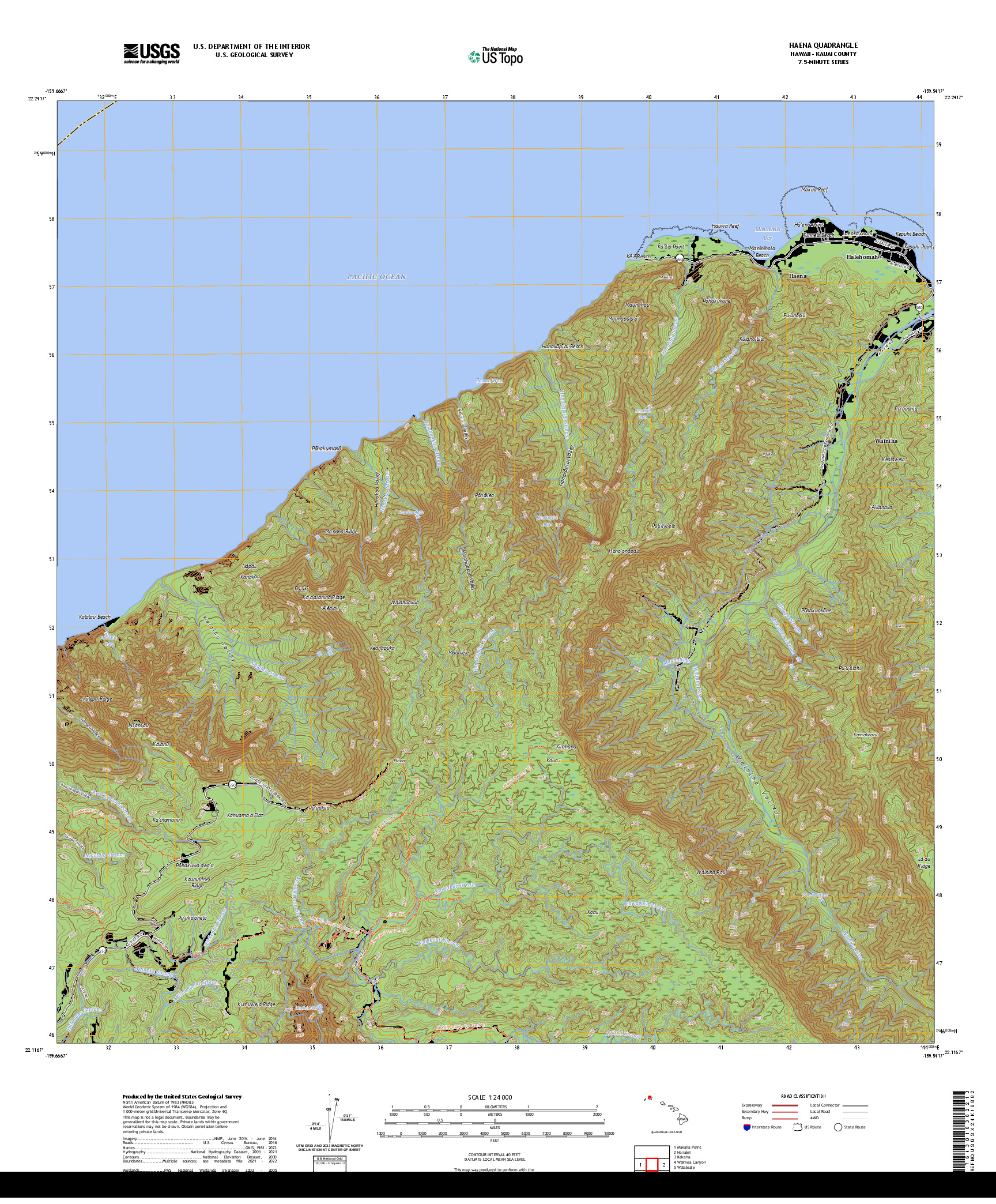 US TOPO 7.5-MINUTE MAP FOR HAENA, HI