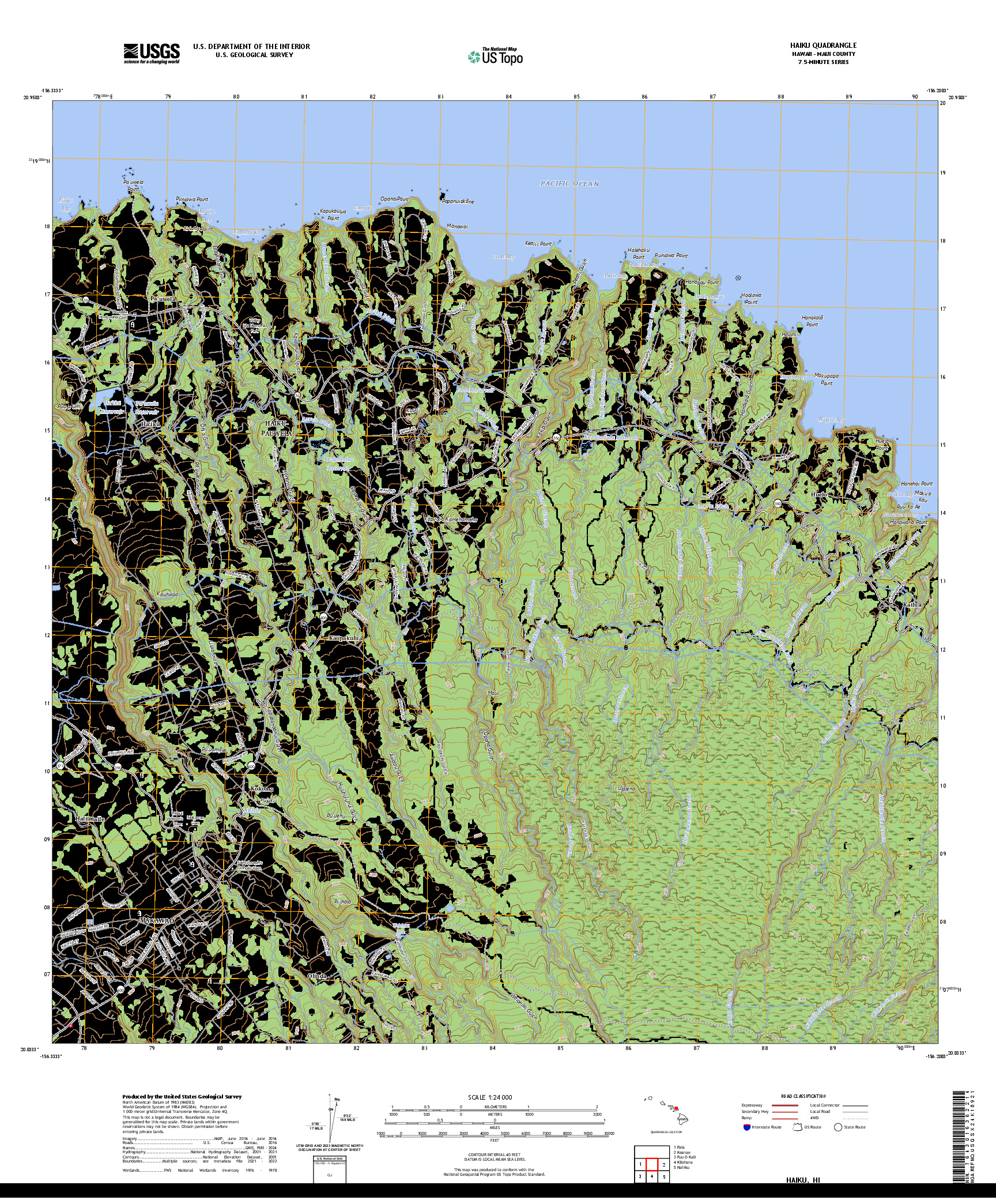 US TOPO 7.5-MINUTE MAP FOR HAIKU, HI