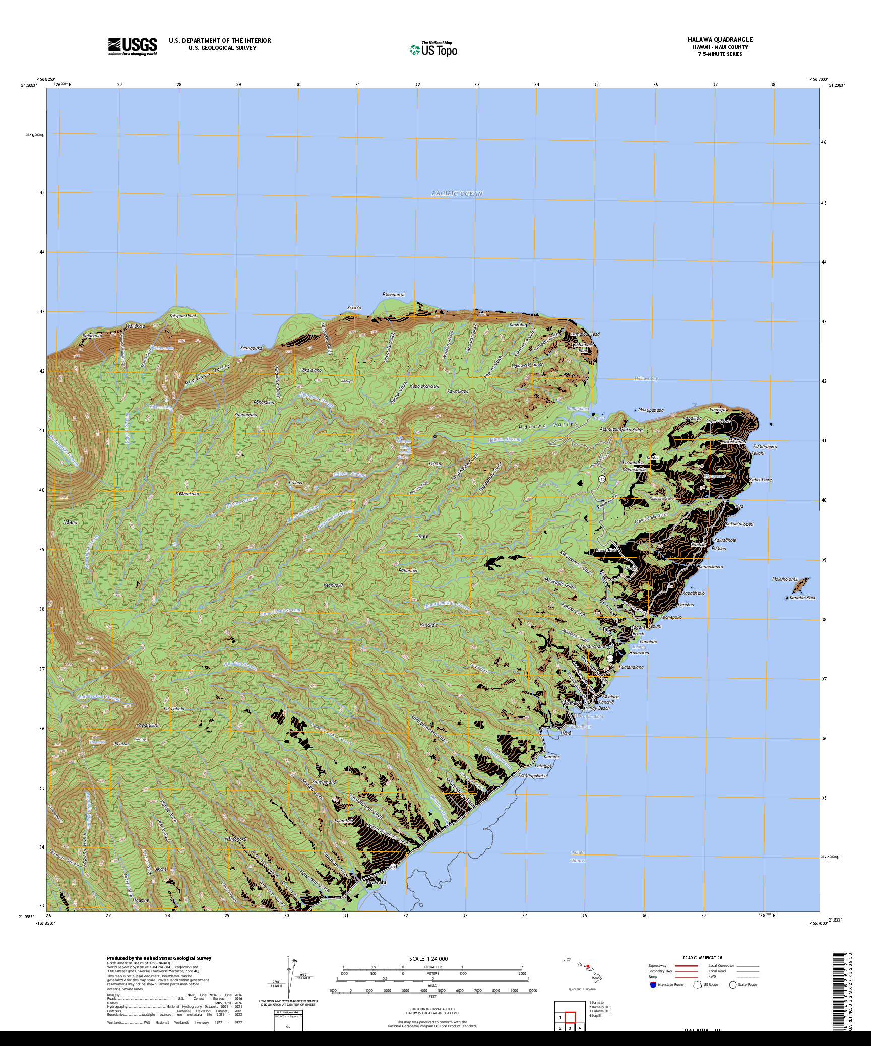 US TOPO 7.5-MINUTE MAP FOR HALAWA, HI