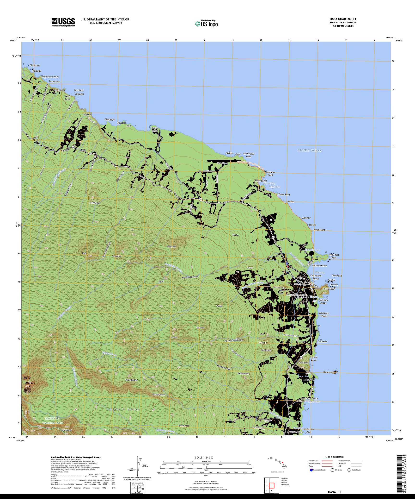 US TOPO 7.5-MINUTE MAP FOR HANA, HI