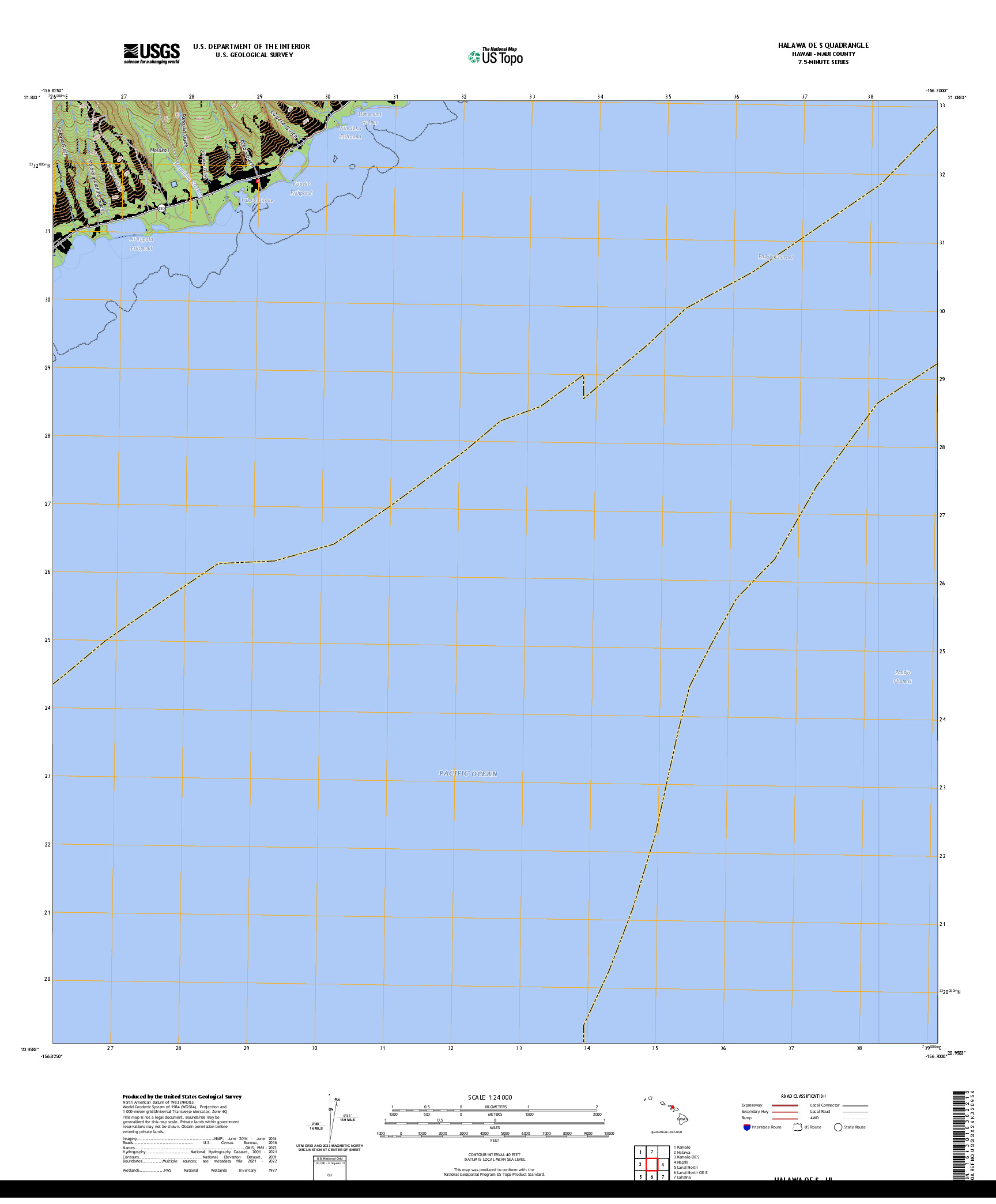US TOPO 7.5-MINUTE MAP FOR HALAWA OE S, HI