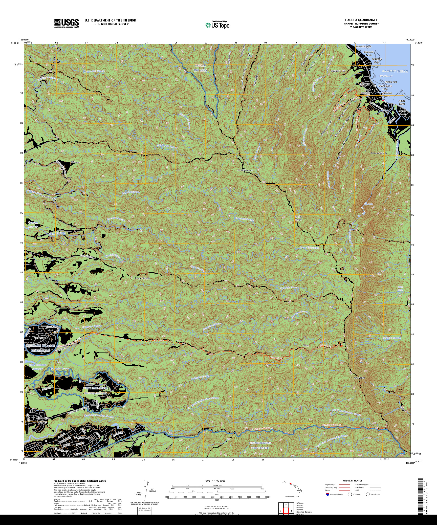 US TOPO 7.5-MINUTE MAP FOR HAUULA, HI