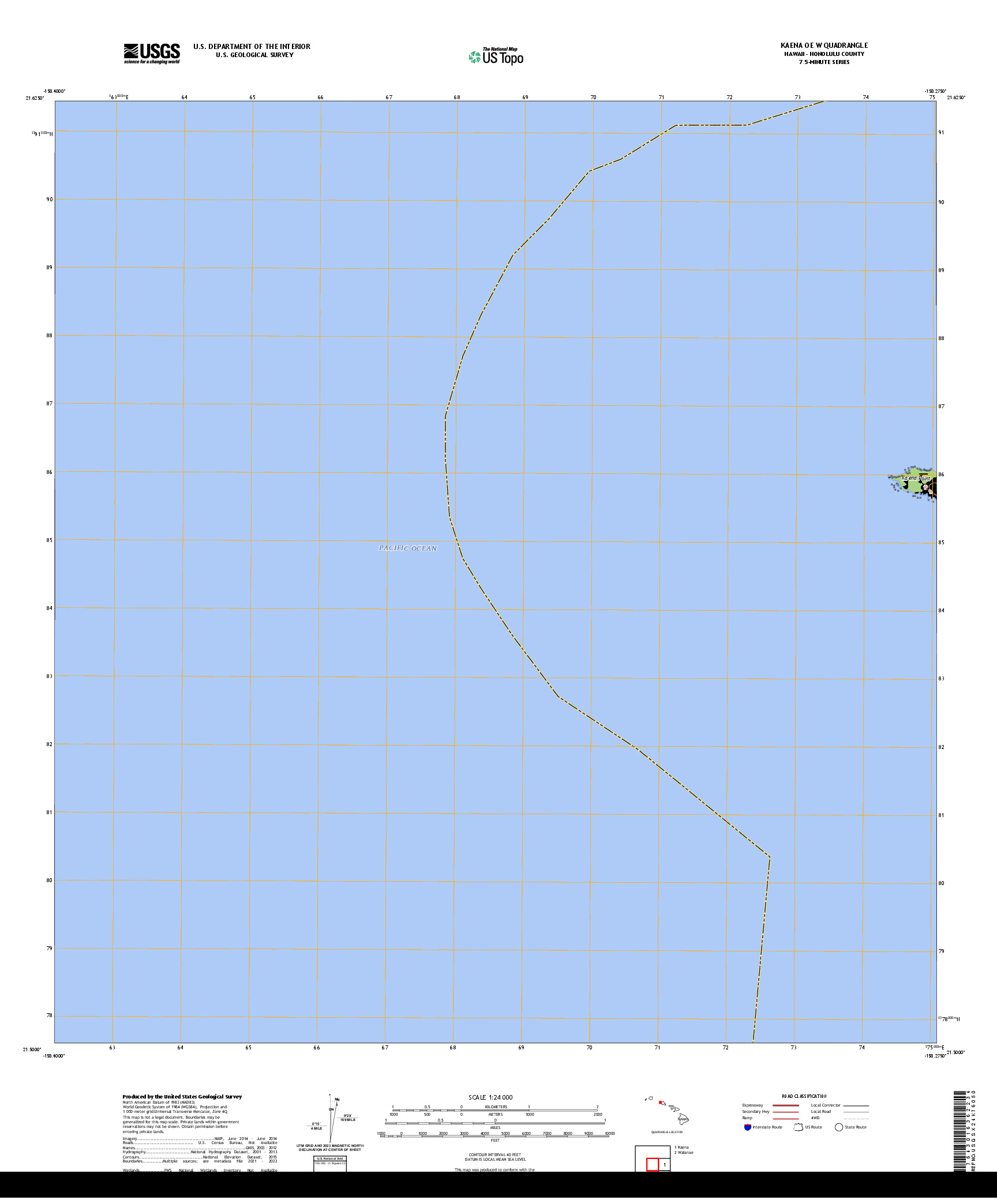 US TOPO 7.5-MINUTE MAP FOR KAENA OE W, HI