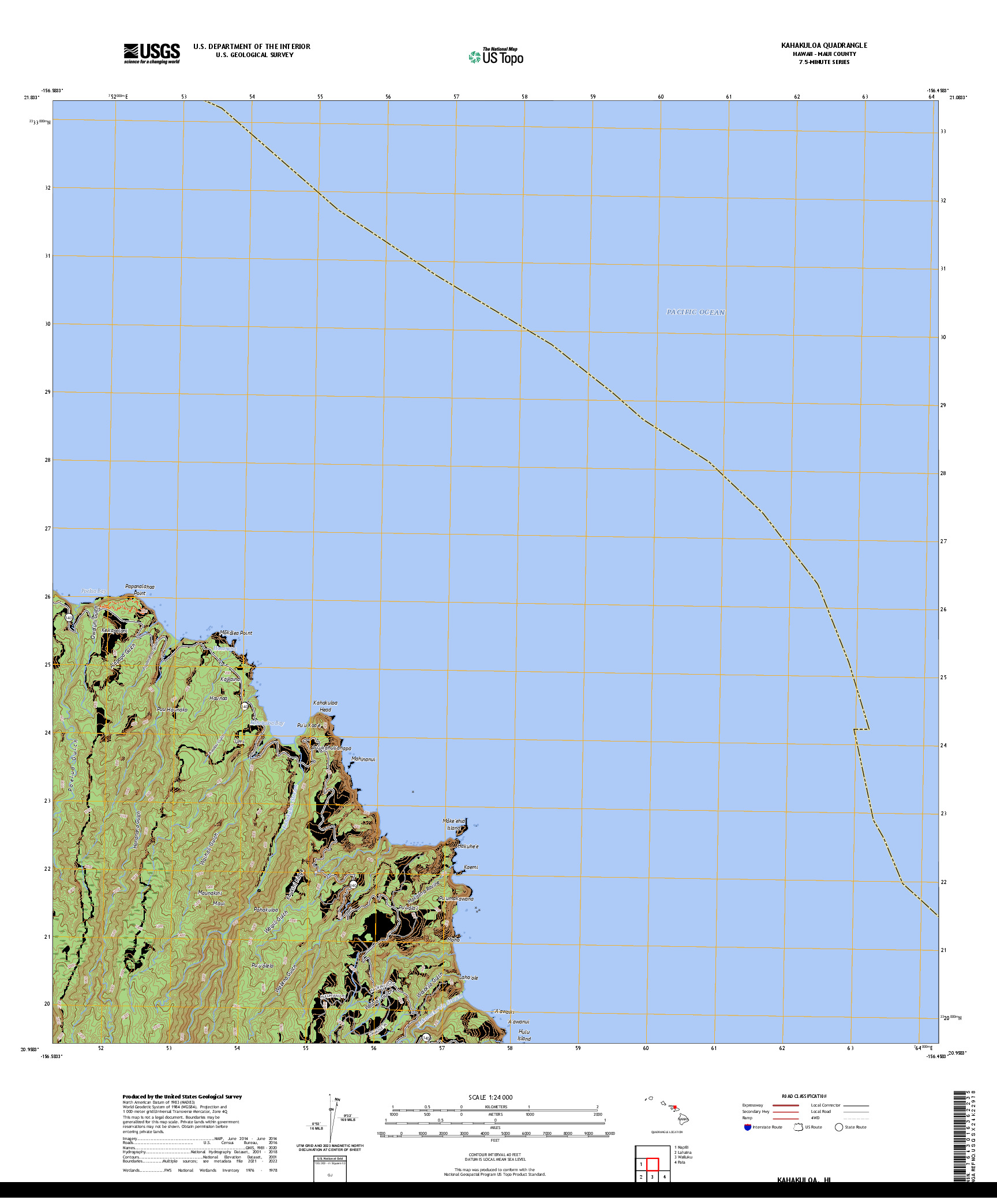 US TOPO 7.5-MINUTE MAP FOR KAHAKULOA, HI
