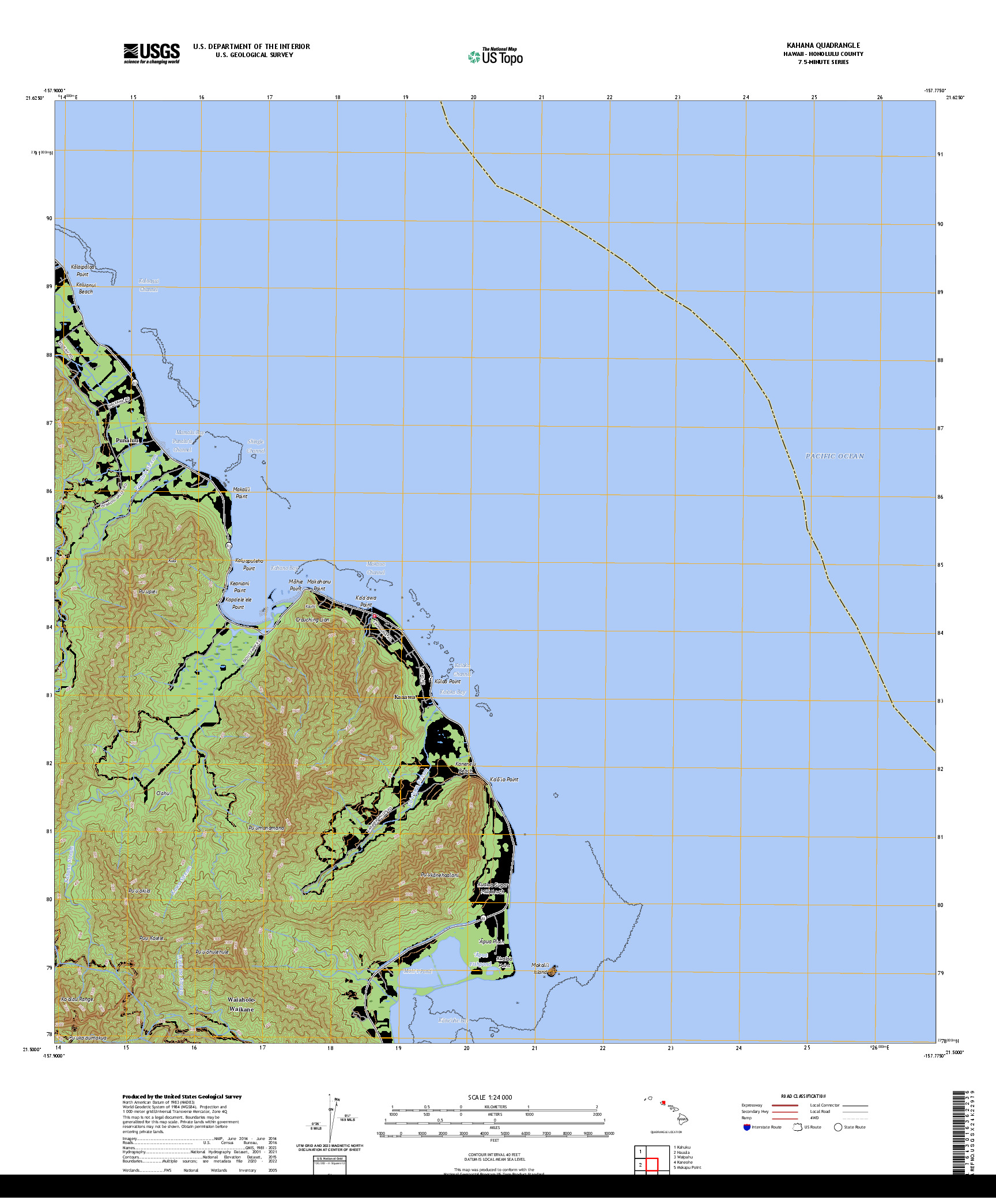 US TOPO 7.5-MINUTE MAP FOR KAHANA, HI