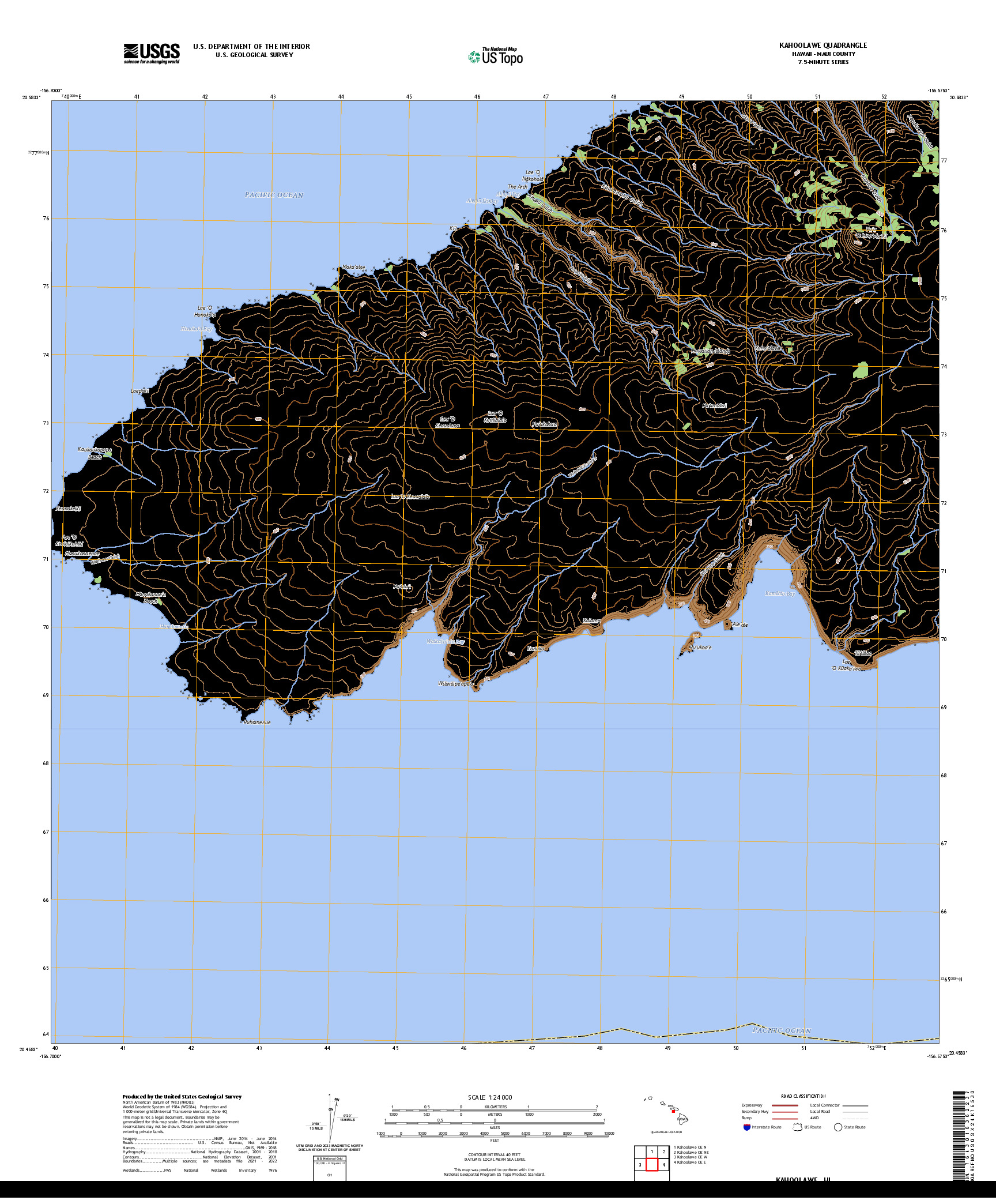 US TOPO 7.5-MINUTE MAP FOR KAHOOLAWE, HI