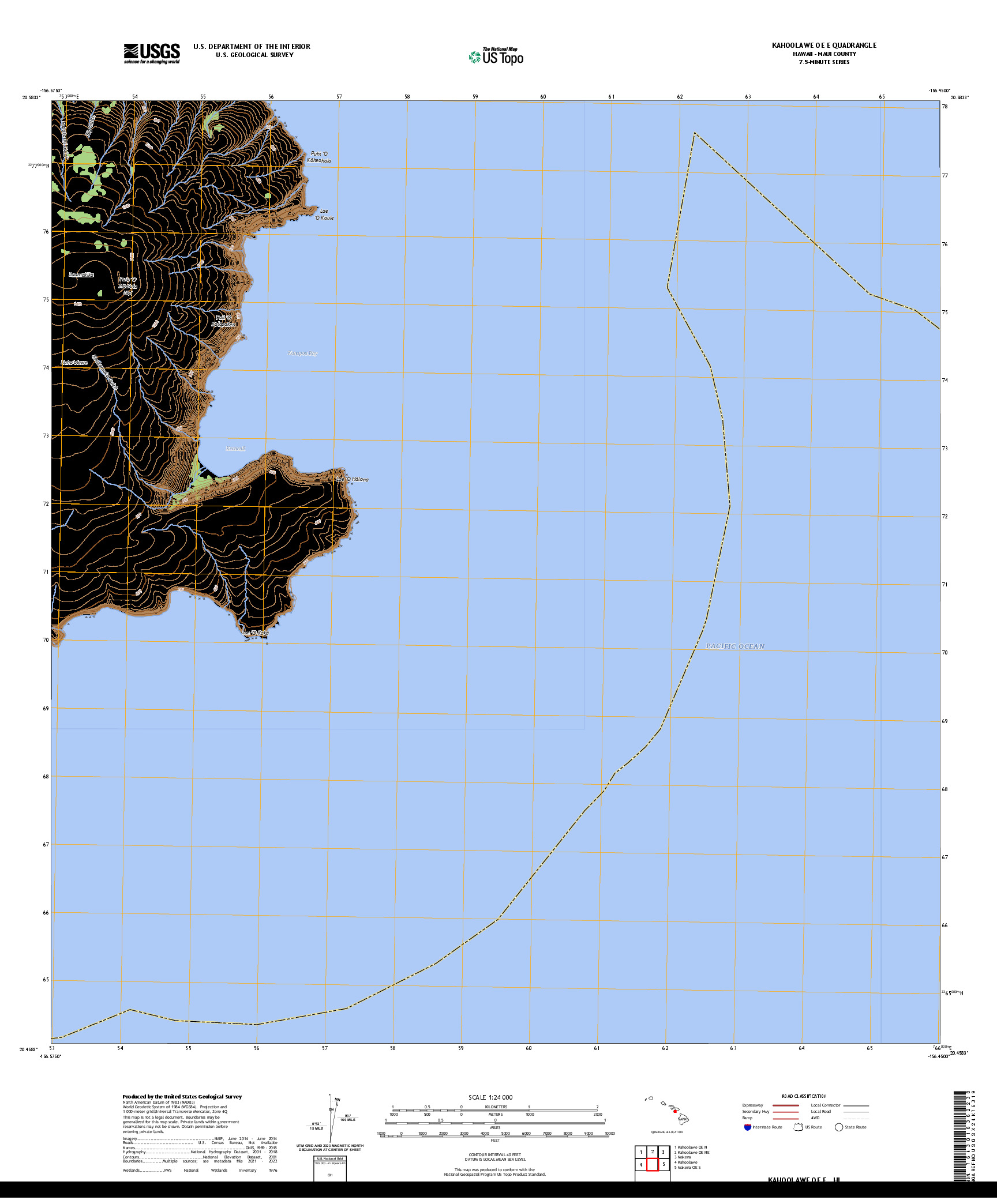 US TOPO 7.5-MINUTE MAP FOR KAHOOLAWE OE E, HI